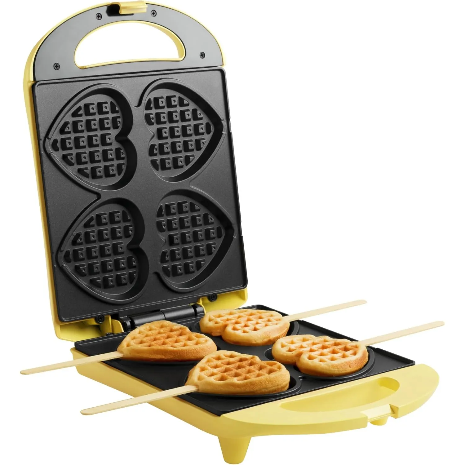 Bestron Waffeleisen für Herzwaffeln am Stiel, Waffelmaker mit Antihaftbeschichtung für Herzform-Waffeln, Retro Design, …