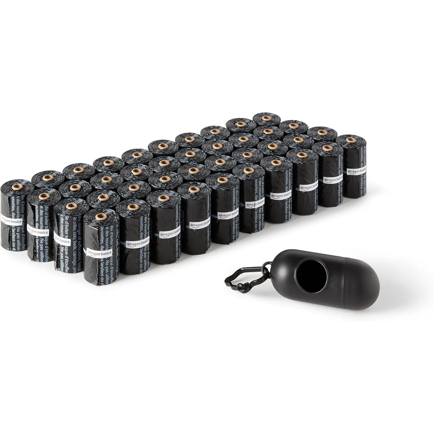 Amazon Basics Hundekotbeutel mit Spender und Leinenclip, Unparfümiert, 600 Beutel (40 Packungen mit je 15 Beuteln), Sch…