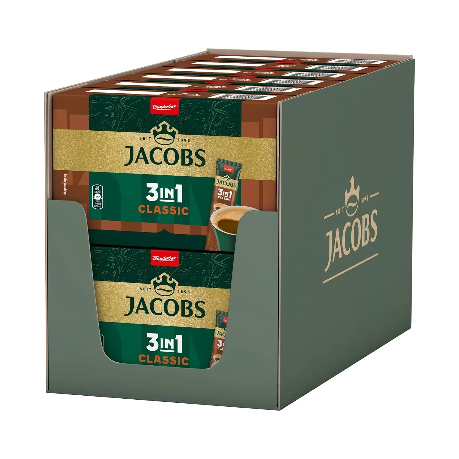 Jacobs 3in1 Classic, Instant Kaffee Sticks, löslicher Bohnenkaffee mit Creamer und Zucker, 12 x 10 Sticks, 120 Getränke…