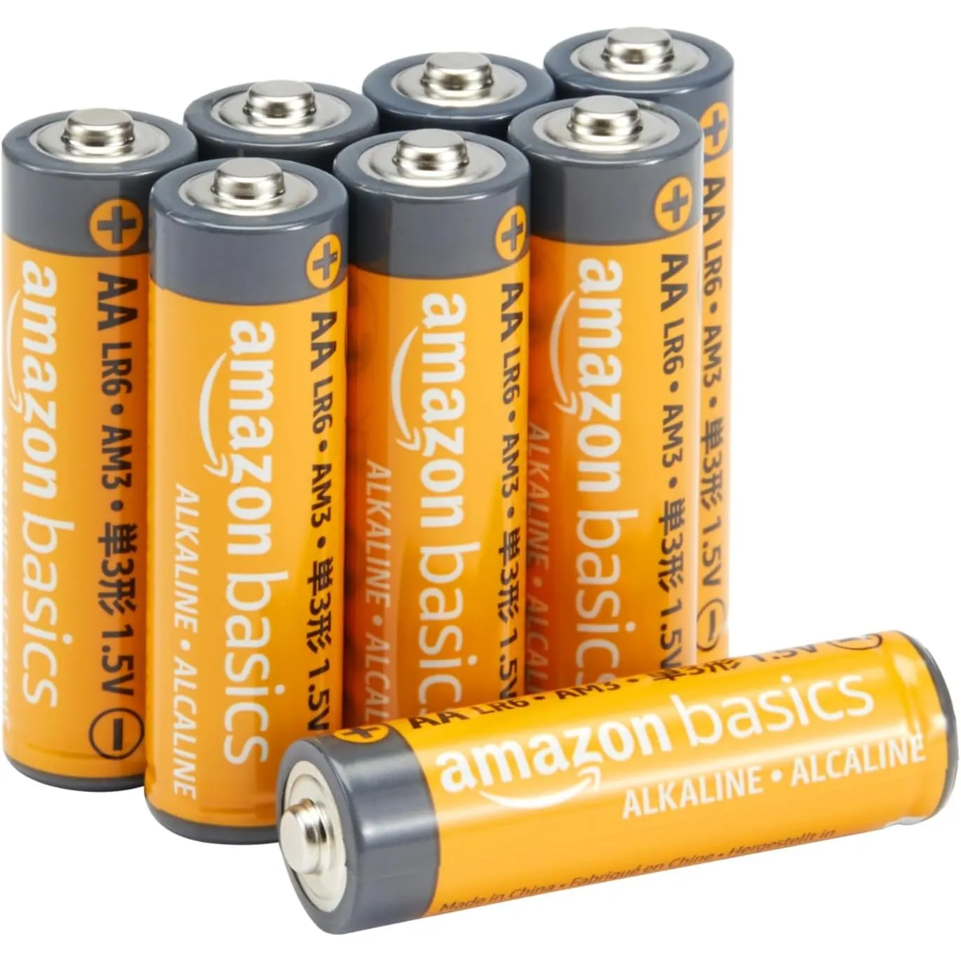Amazon Basics AA-Alkali-Hochleistungsbatterien, 1,5 V, 10 Jahre lagerfähig, 8 Stück
