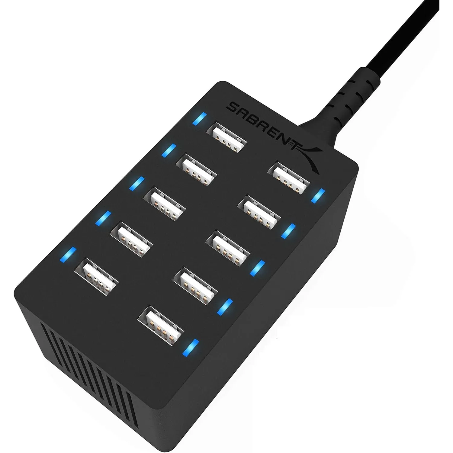 SABRENT USB Ladegerät, 60Watt 10ports USB-Schnellladegerät Ladestation Mehrfach, mit Netzteil, Ladestation für MacBook,…