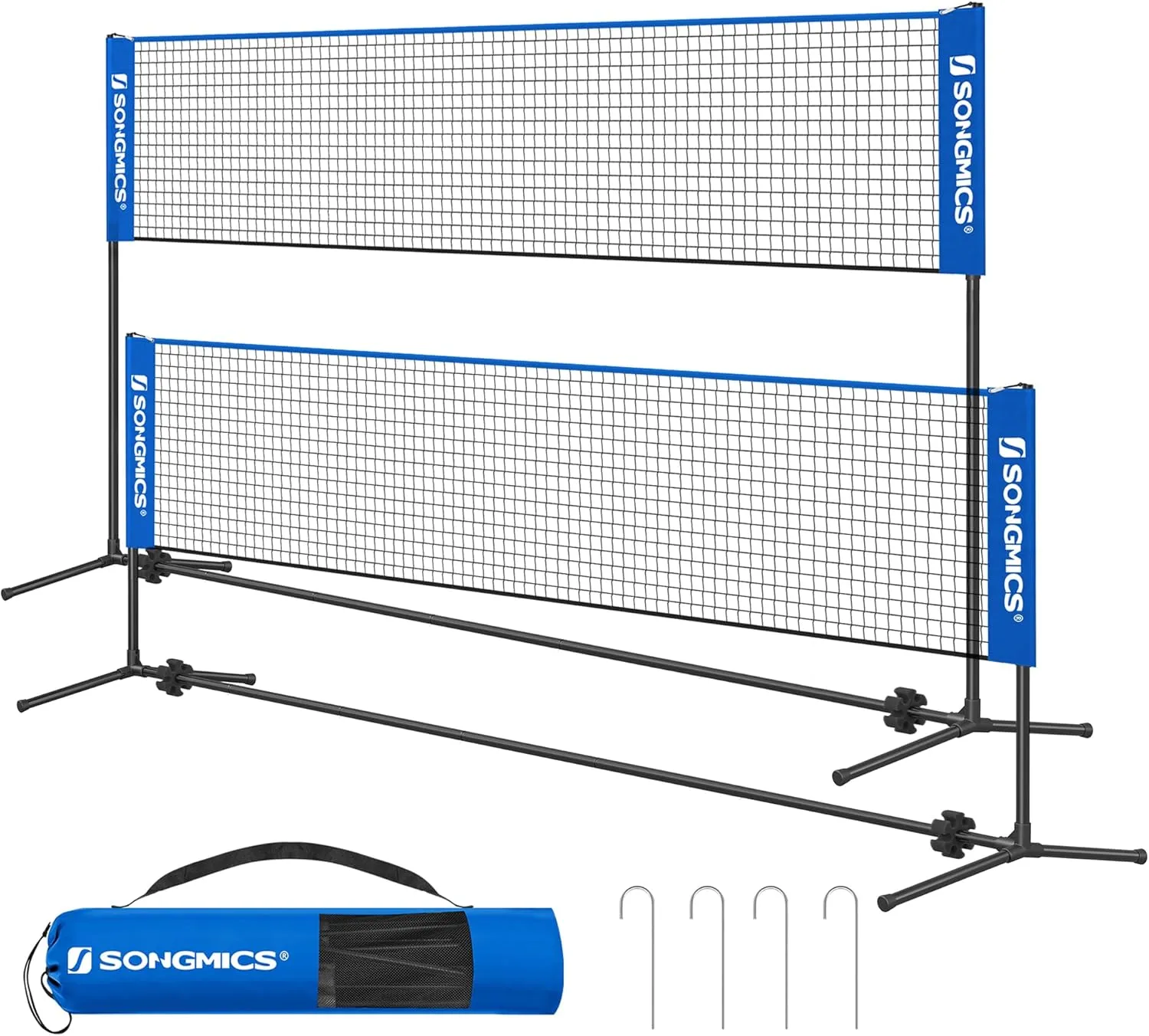 SONGMICS 300cm/400cm/500cm Badminton Net Volleyball Net Height Adjustable Poles Portable Set for Tennis Beach Volleybal…