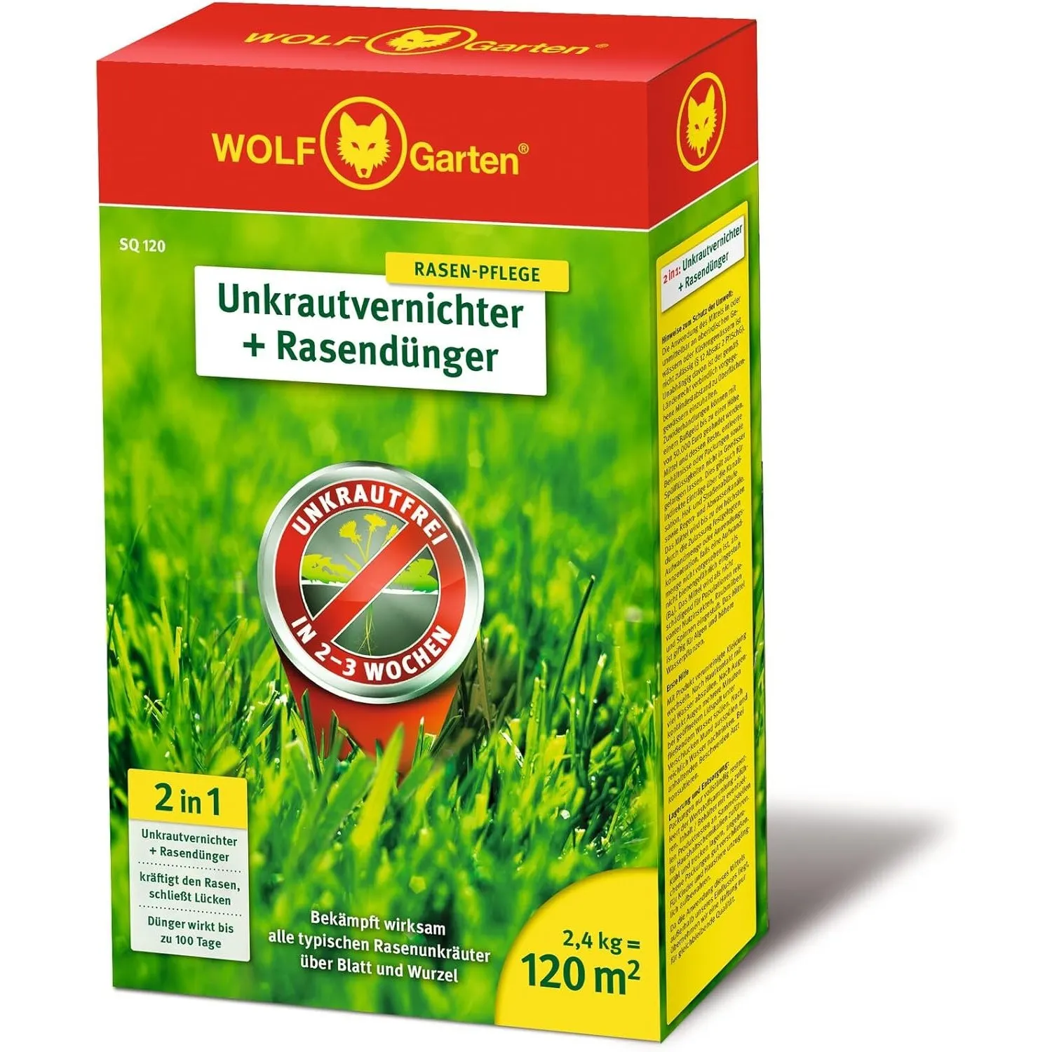 WOLF-Garten 2-in-1: Unkrautvernichter + Rasendünger SQ 120 (Rasendünger und Unkrautvernichter, wirkt über Blätter und W…