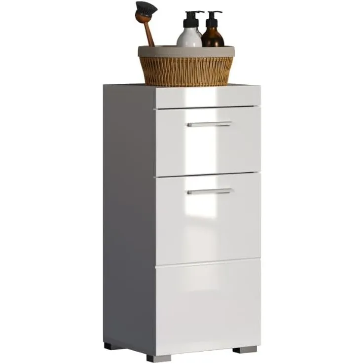 trendteam smart living - Amanda - Kommode - Weiß Hochglanz - Standschrank - (BxHxT) 37 x 79 x 31 cm - Badschrank mit 1 …