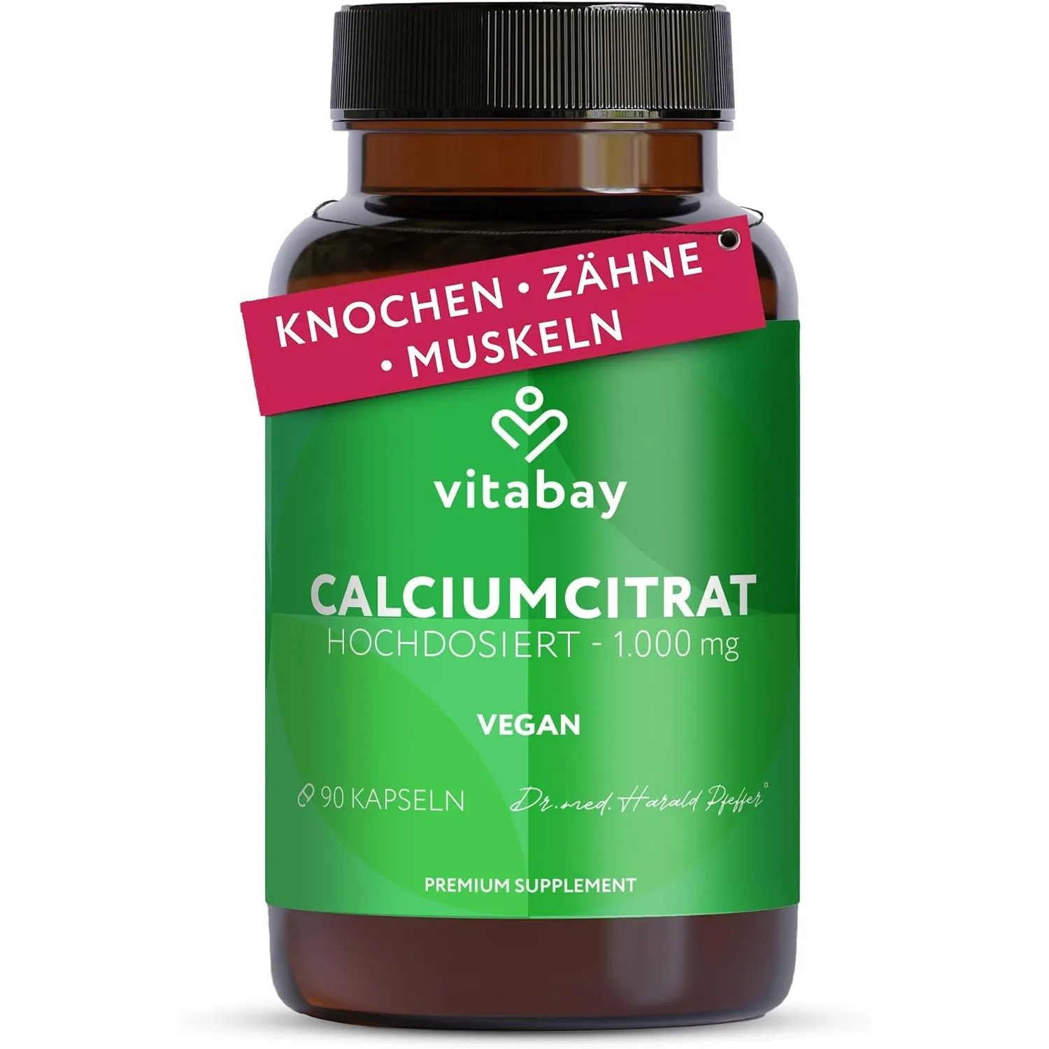 Vitabay Calcium 1000 mg hochdosiert – 90 vegane Kapseln mit Calciumcitrat