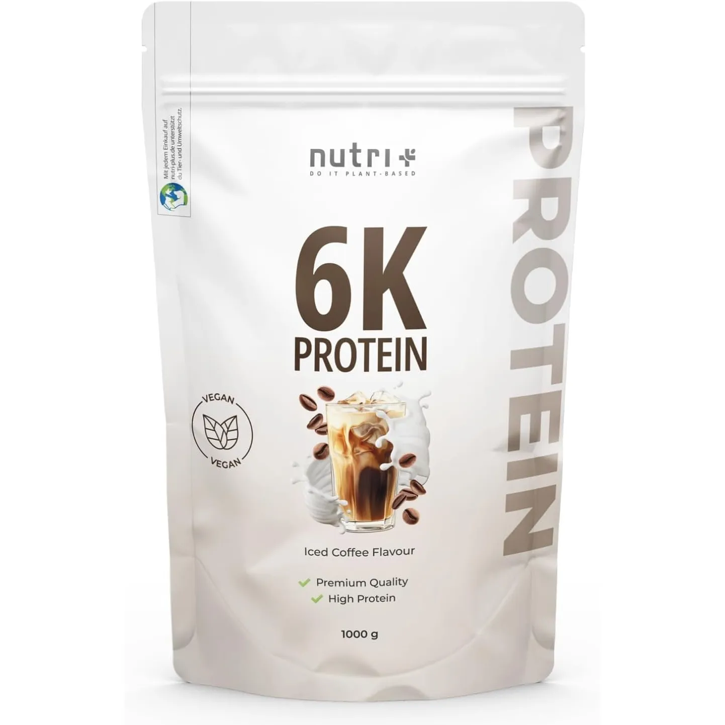 Nutri + Eiweißpulver Iced Coffee 1 kg - Eiweiß mit Koffein - Mehrkomponenten Protein Pulver Eiskaffee - Proteinkaffee S…