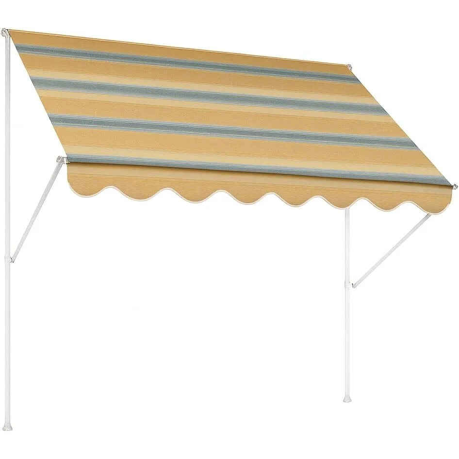 ANGERER Klemmmarkise Exklusiv gelb-blau, 300 cm | Markise für Sonnenschutz, Montage ohne Bohren, ideale Balkonmarkise f…