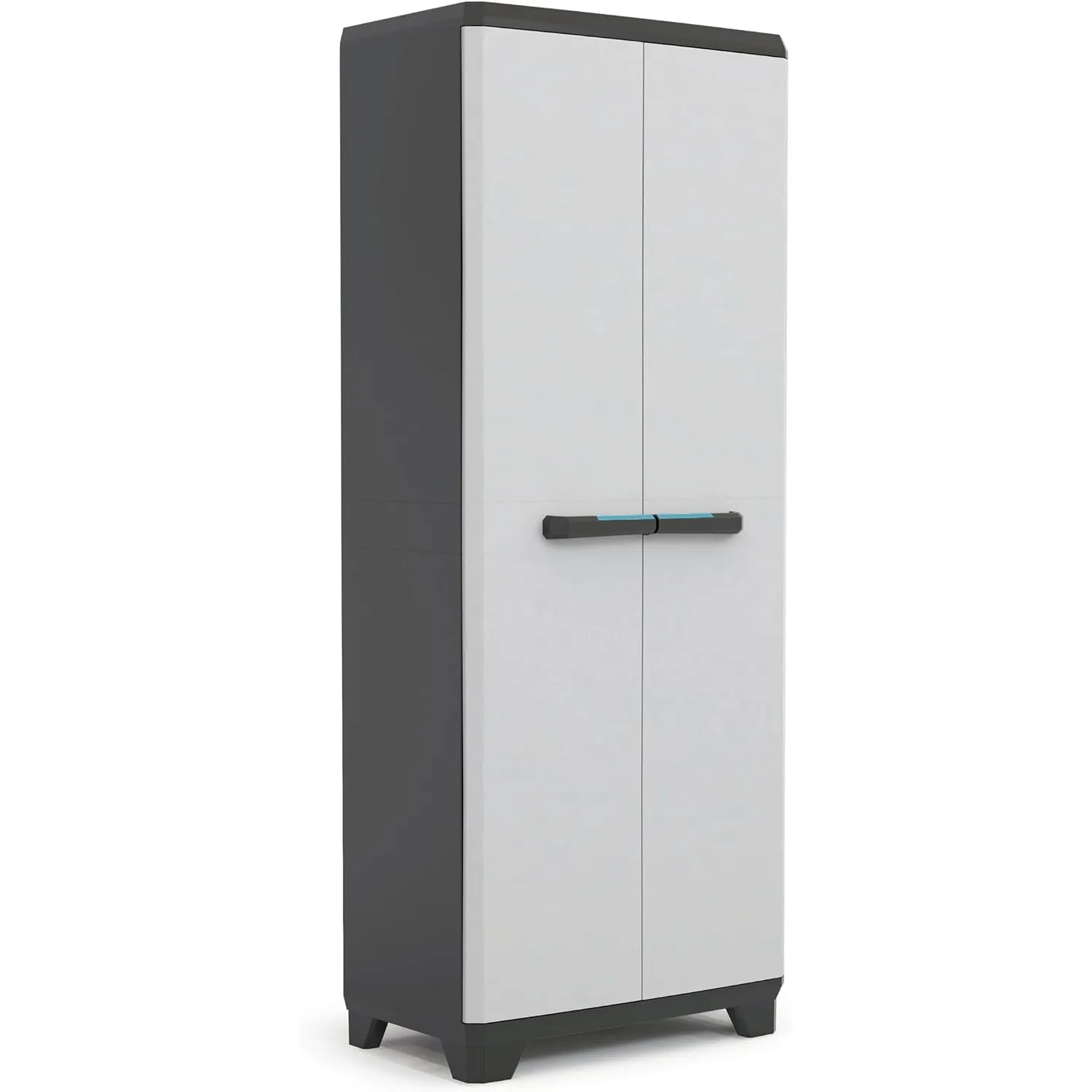 Keter Linear Kunststoffschrank, hoch, hellgrau/schwarz/blau, 68 x 39 x 173 cm