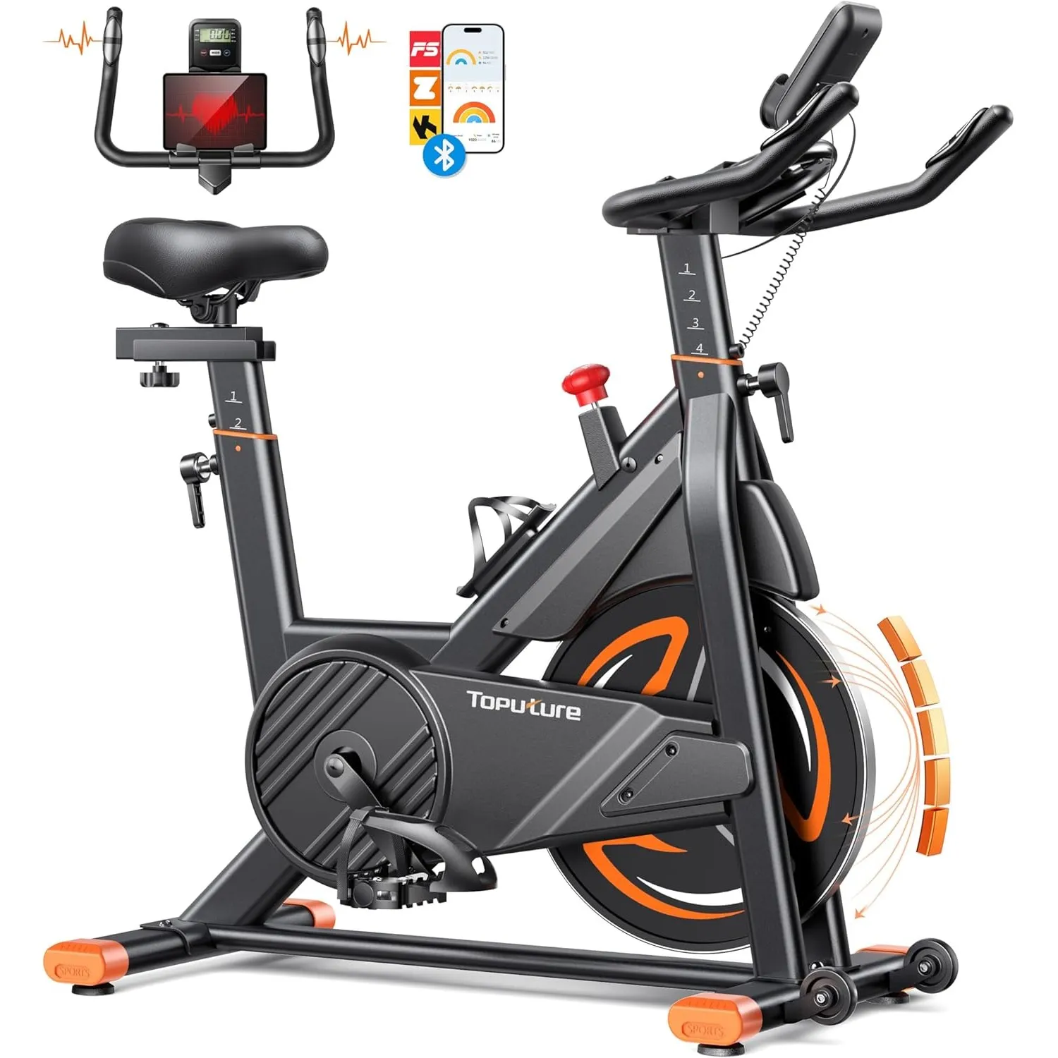 Toputure Neu'26 Heimtrainer Fahrrad mit Elektr. LED-Touchmonitor & 3-App