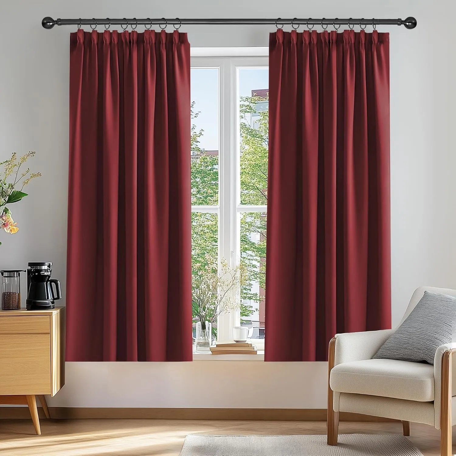 Deconovo Gardinen für Schienensystem Blickdicht Vorhänge gegen Hitze Rot | 2er Set, H 138 x B 117 cm, Thermal Curtains,…