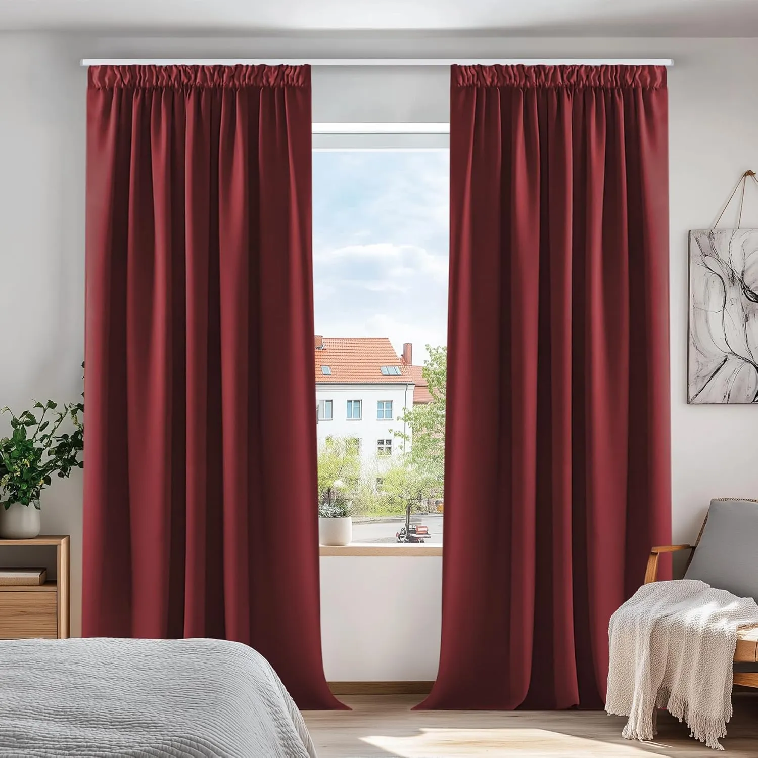Deconovo Vorhang Verdunkelungsvorhang Kräuselband Vorhang Blickdihct Thermogardine Kälteschutz Kräuselband, 229x168 cm(…
