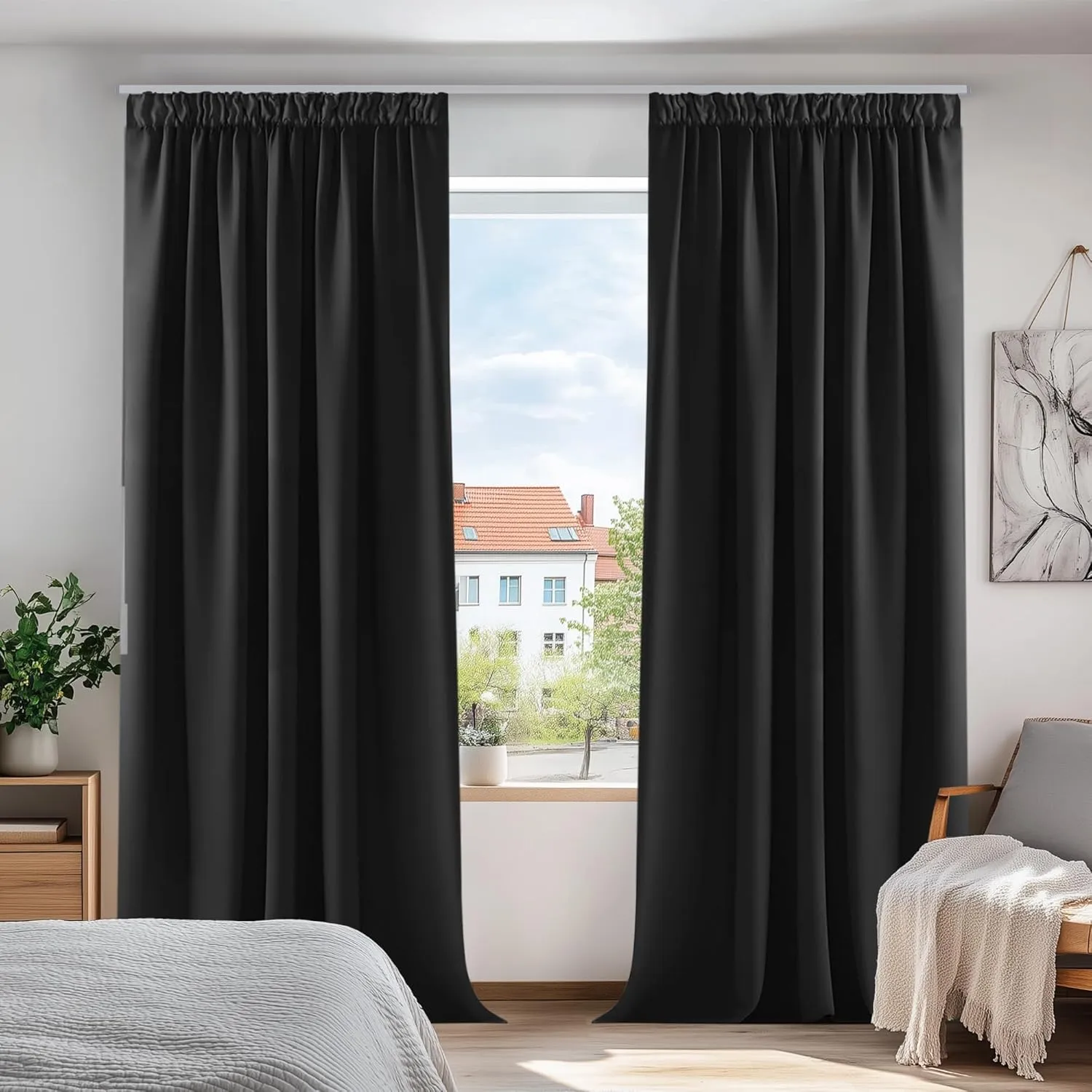 Deconovo Verdunkelungsgardinen mit Kräuselband Gardinen Kinderzimmer Vorhang Blickdicht Kälteschutz, 229x168cm(HöhexBre…