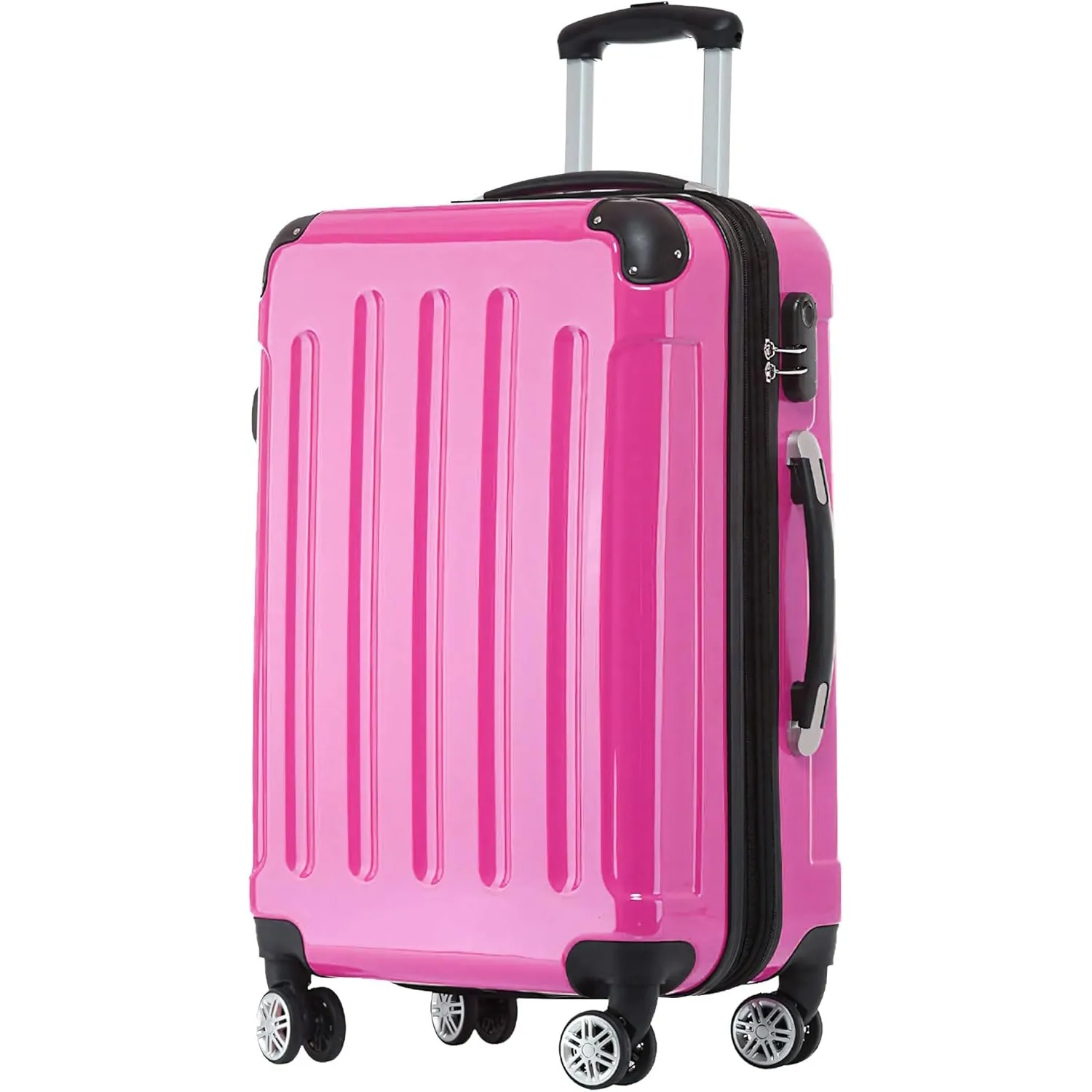 BEIBYE Zwillingsrollen 2048 Hartschale Trolley Koffer Reisekoffer Taschen Gepäck in M-L-XL-Set (Pink, XL)