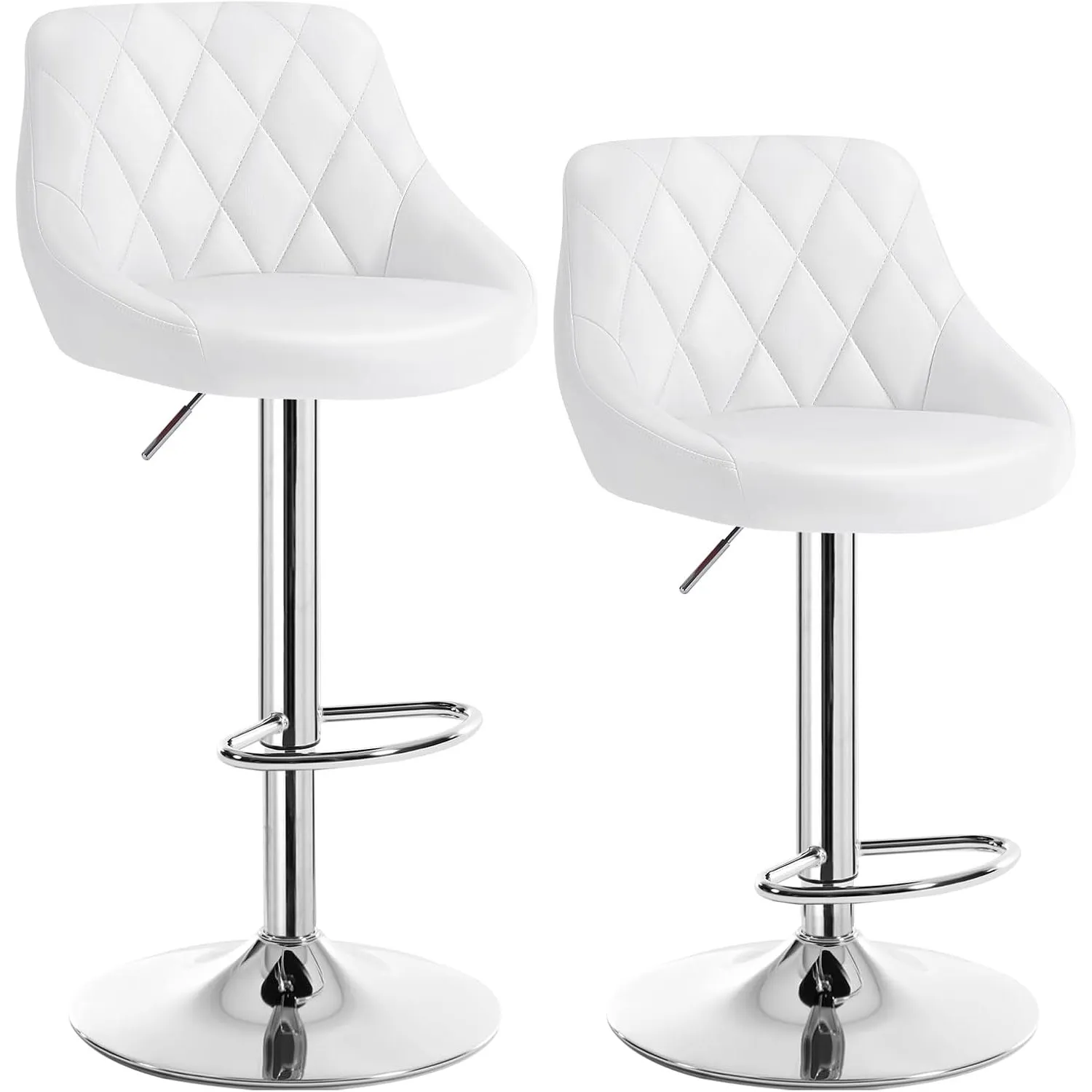 WOLTU Barhocker 2er Set, Barstuhl Höhenverstellbar, PU-Bezug, Weiss