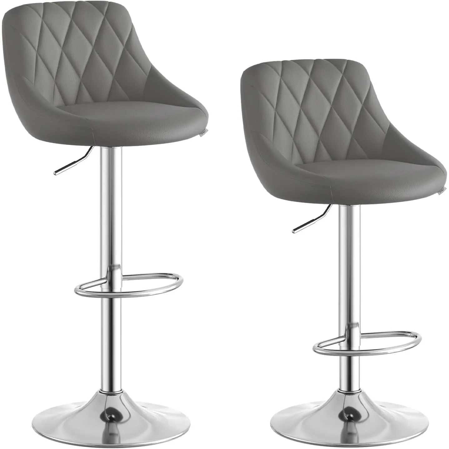 WOLTU Barhocker 2er Set, Barstuhl Höhenverstellbar, PU-Bezug, Grau