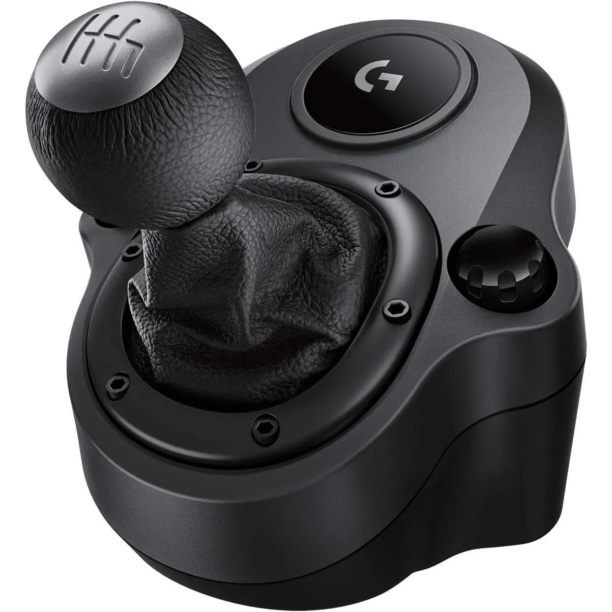 Logitech G Driving Force Schalthebel, 6 Gänge mit H-Schema, Schaltknauf aus Echtleder & Stahl, Integrierte Befestigungs…