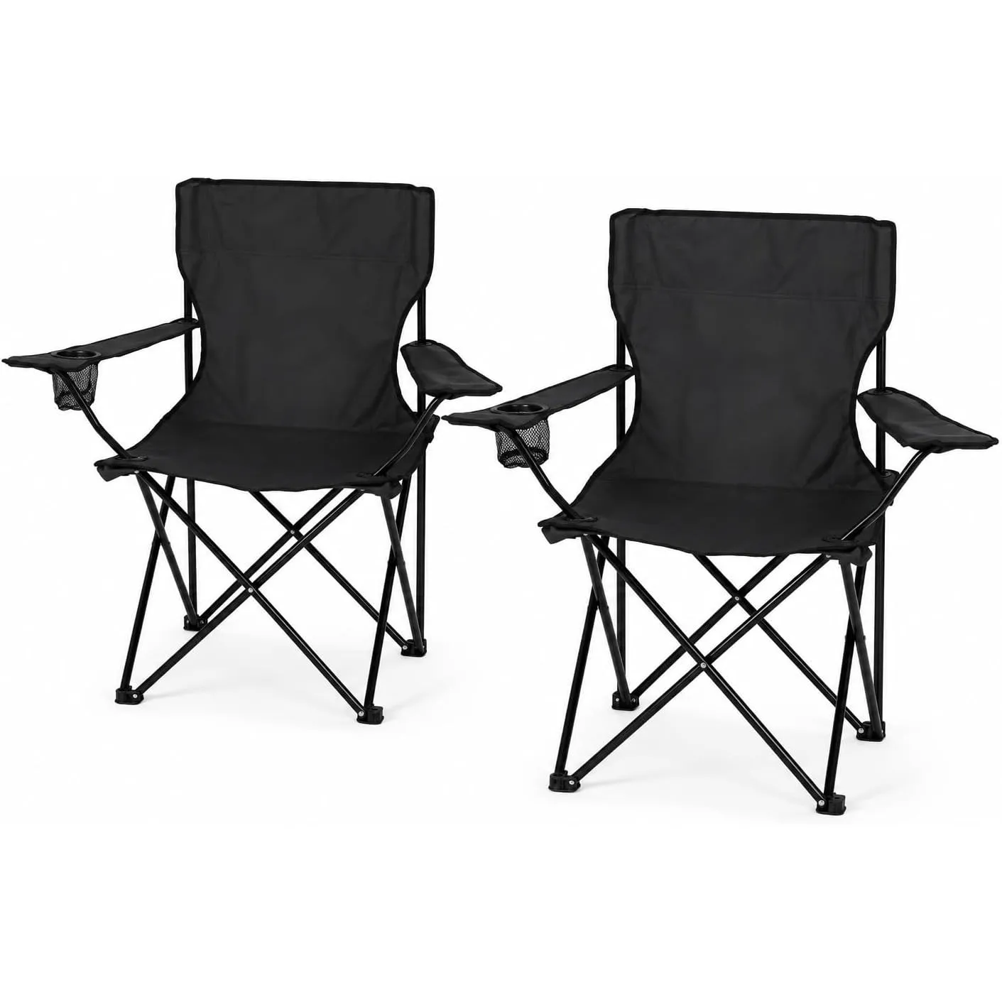 Nexos 2-er Set Angelstuhl Anglerstuhl Faltstuhl Campingstuhl Klappstuhl mit Armlehne und Getränkehalter praktisch robus…