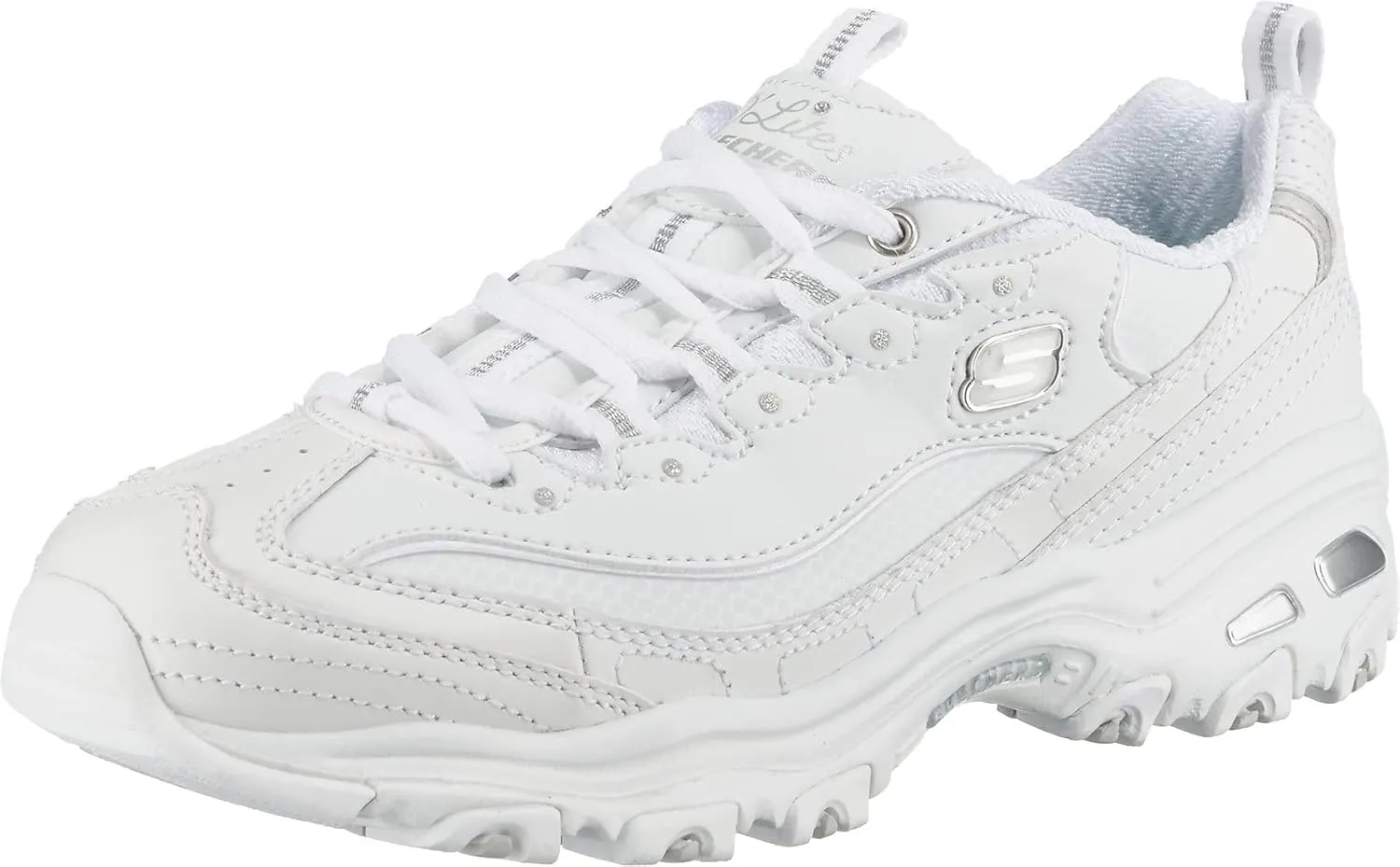 Skechers D'Lites Fresh Start Schnür-Sneaker für Damen mit Memoryschaum modischer Schuh Schwarz/Weiß EU