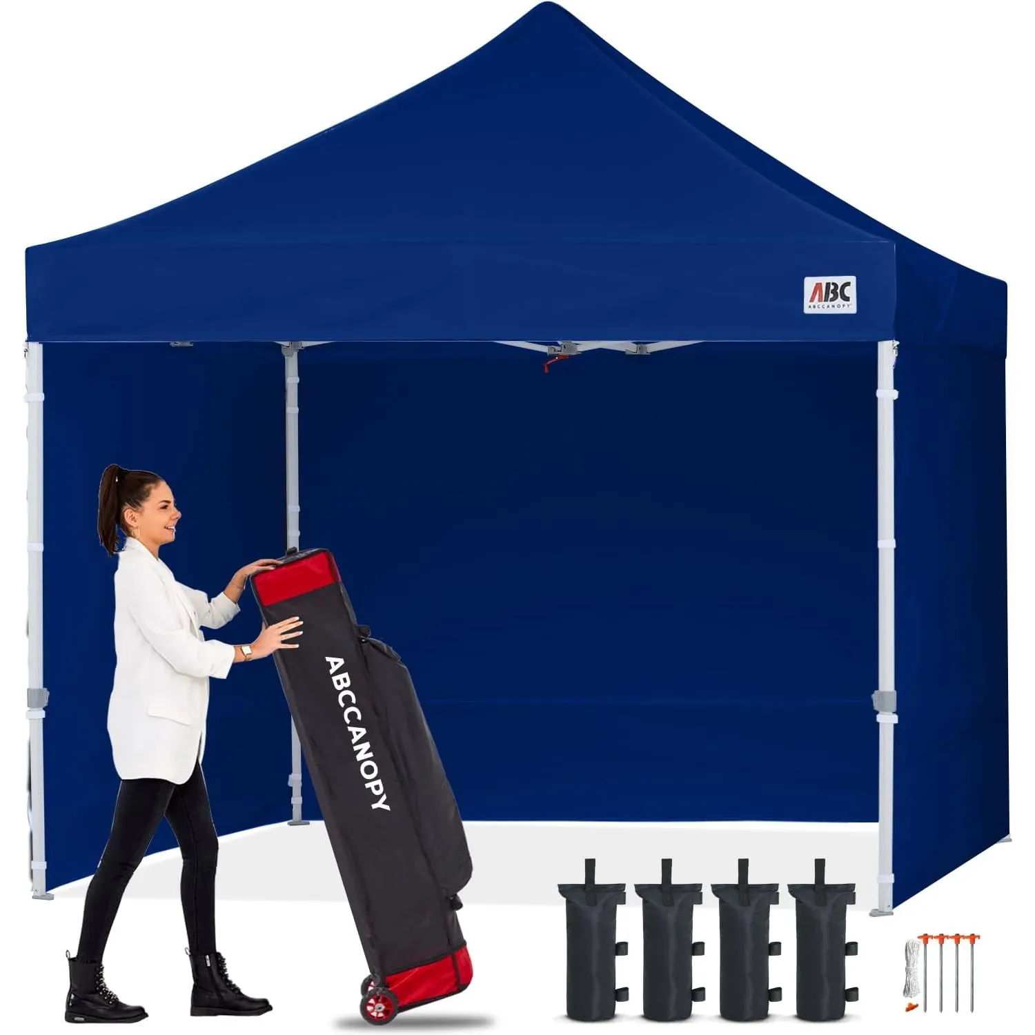ABCCANOPY Faltpavillon 250x250 Wasserdicht mit Seitenteilen UV+,Navyblau
