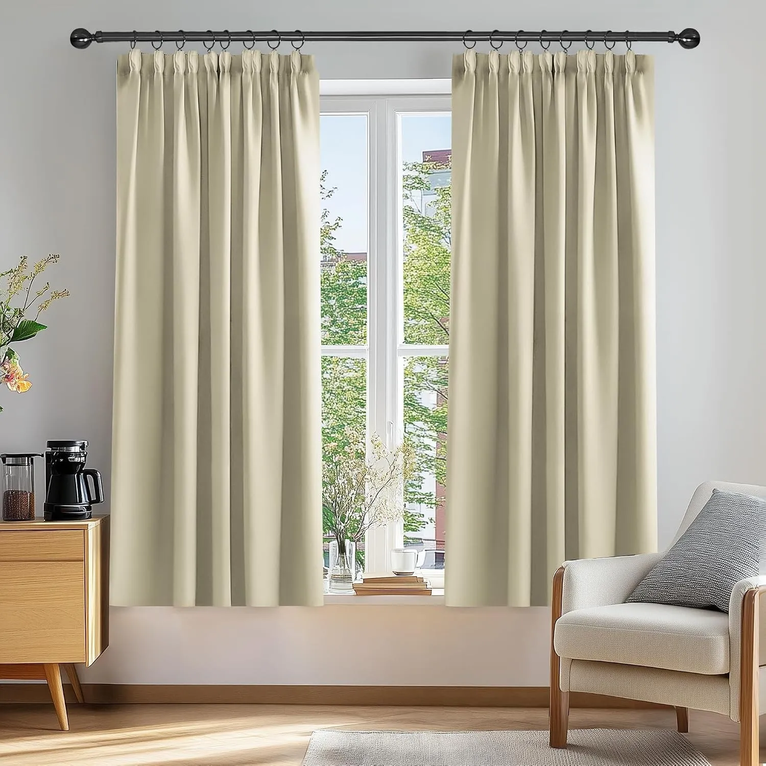 Deconovo Gardinen Kräuselband für Schienensystem Thermovorhang Deko Beige