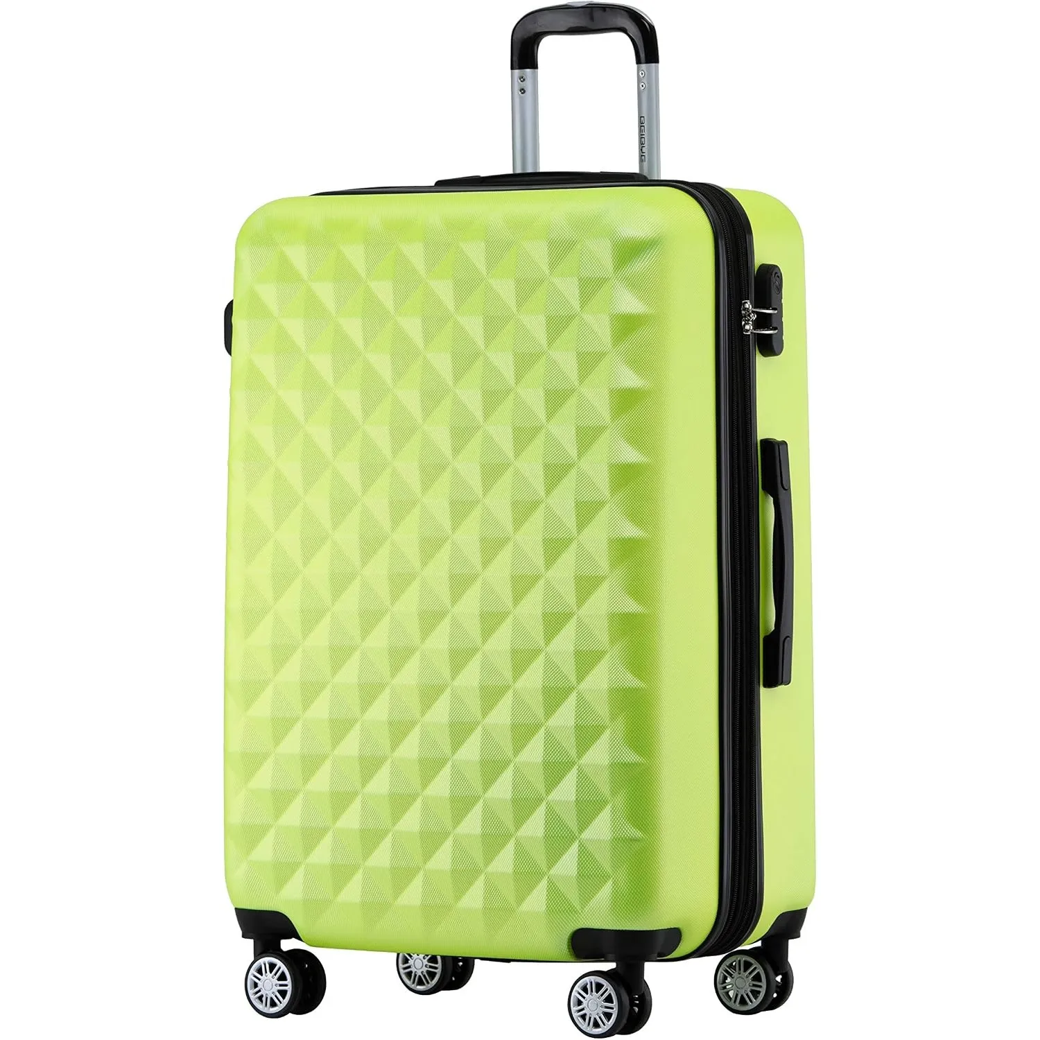 BEIBYE Zwillingsrollen 2066 Hartschale Trolley Koffer Reisekoffer Gepäck M-L-XL-Set (Grün, L)