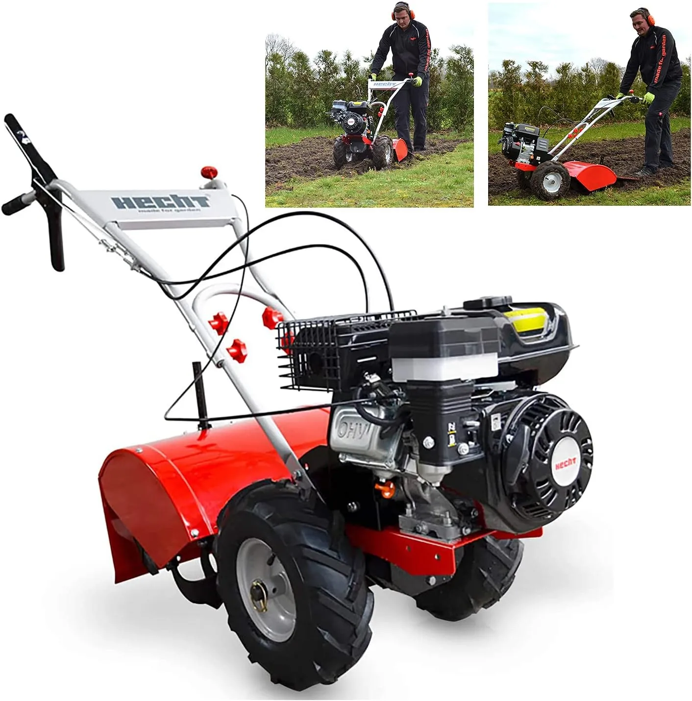 HECHT Benzin-Gartenfräse 750 Motorhacke Kultivator Bodenhacke Bodenfräse Fräse (Motorleistung: 4,7 kW (6,5 PS), 50 cm A…