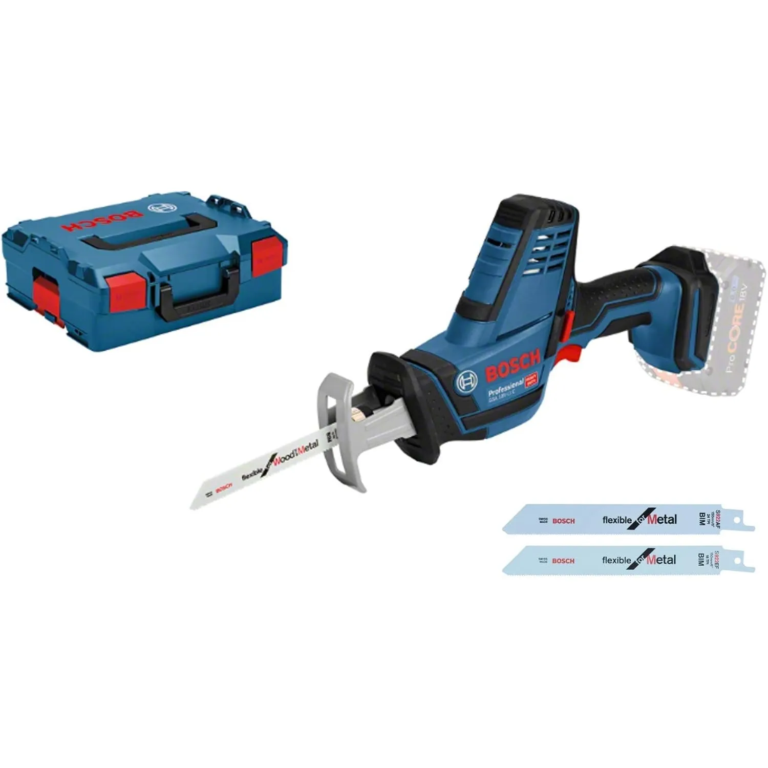 Bosch Professional 18V System Akku Säbelsäge GSA 18 V-LI C (Compact Version, inkl. 3x Säbelsägeblatt, ohne Akku/Ladeger…