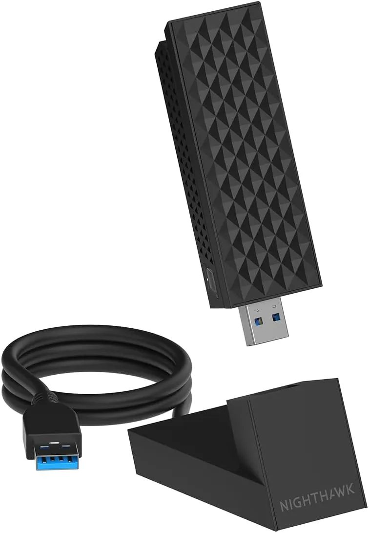 NETGEAR Nighthawk WiFi 7 USB 3.0-Adapter (A9000) – BE6000 Tri-Band Wireless Gigabit Speed (bis zu 6 Gbit/s) Funktionier…