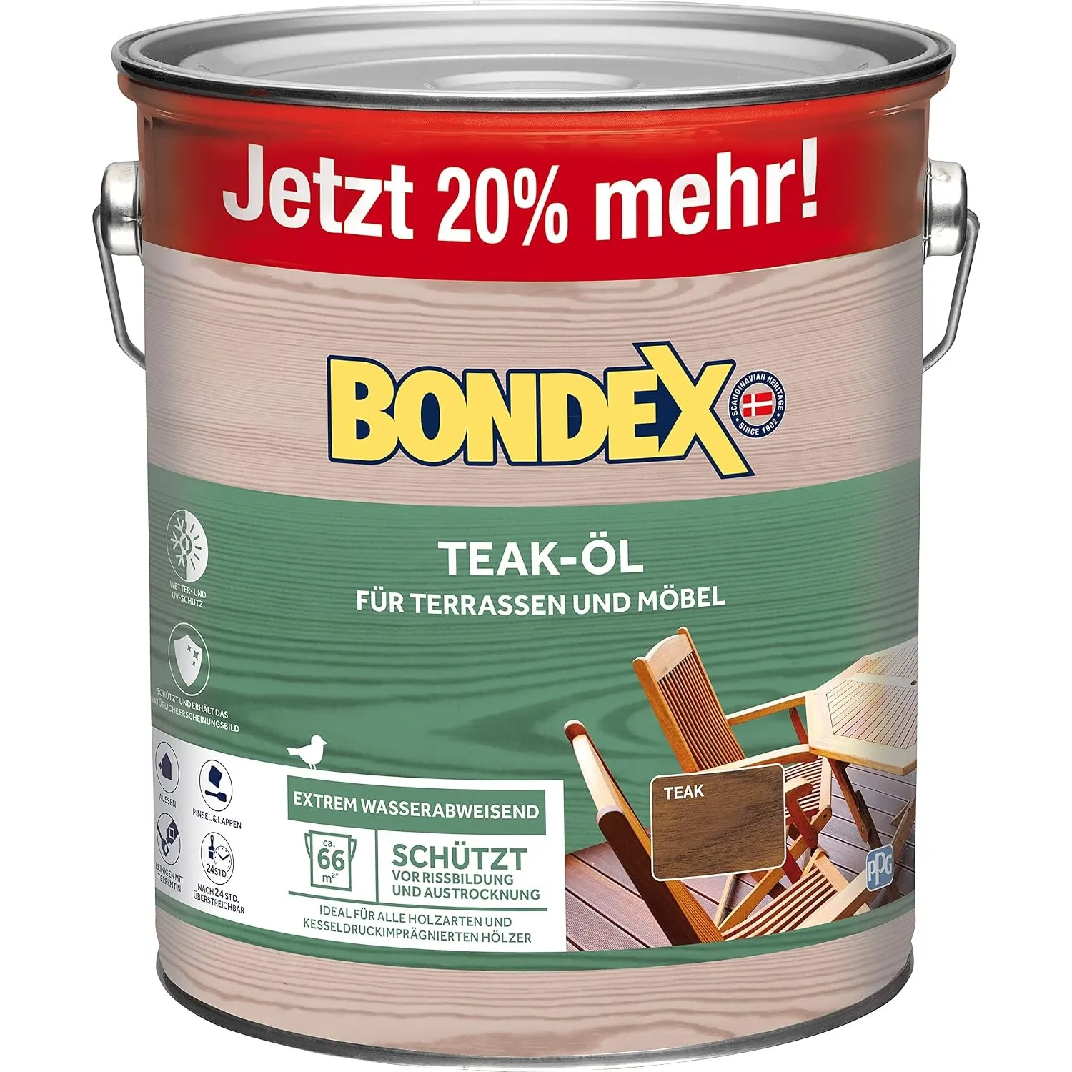 Bondex Teak Öl Teak 3 L für 66 m² | Extrem wasserabweisend | Schützt vor Rissbildung und Austrocknung | Atmungsaktiv | …