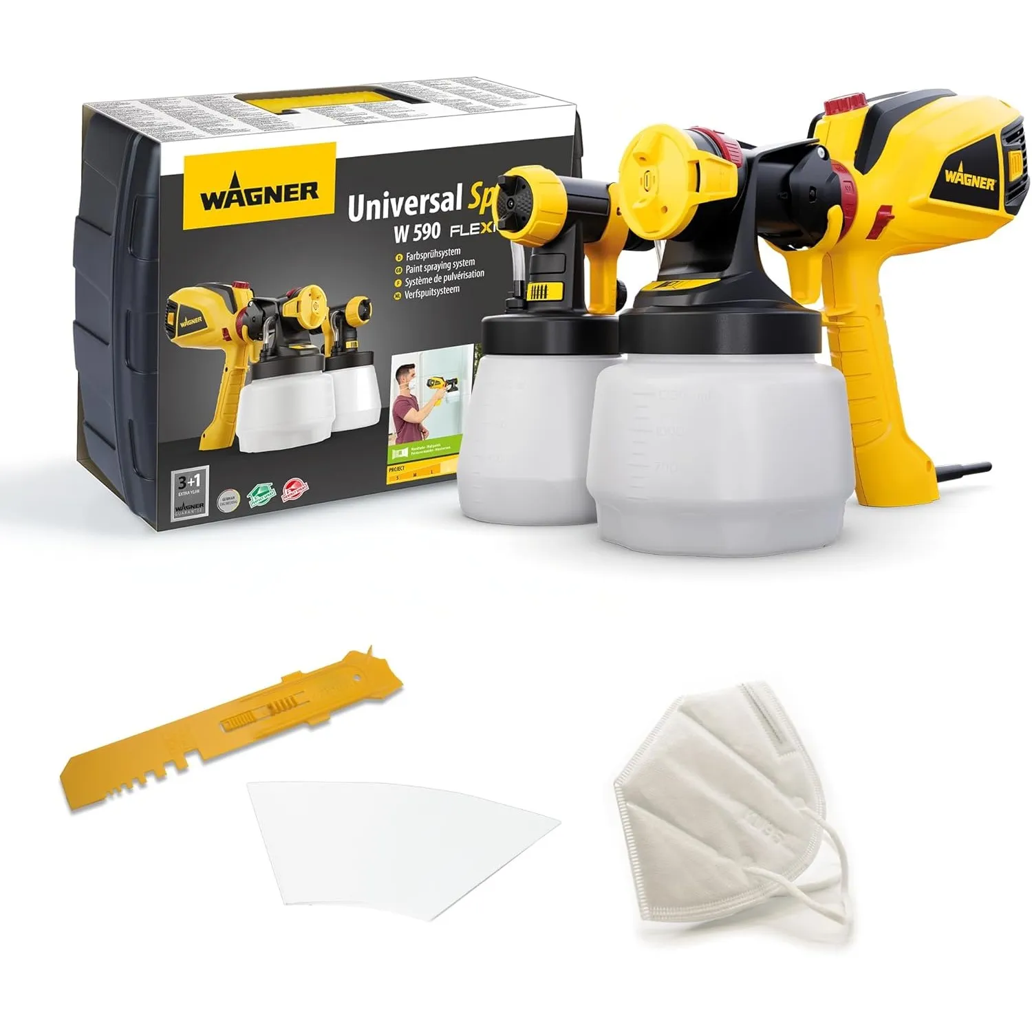 WAGNER Farbsprühsystem W 590 FLEXiO für Wand- und Latexfarben, Lacke & Lasuren im Innen- & Außenbereich, 15 m²-6 min, B…
