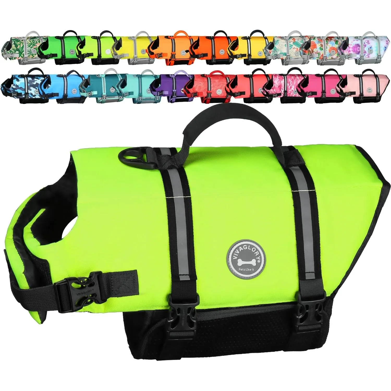 VIVAGLORY Rip Stop Schwimmweste Hund, Hundeschwimmweste, Schwimmhilfe & Auftrieb, Rettungsweste Hund für Bootfahren, S,…