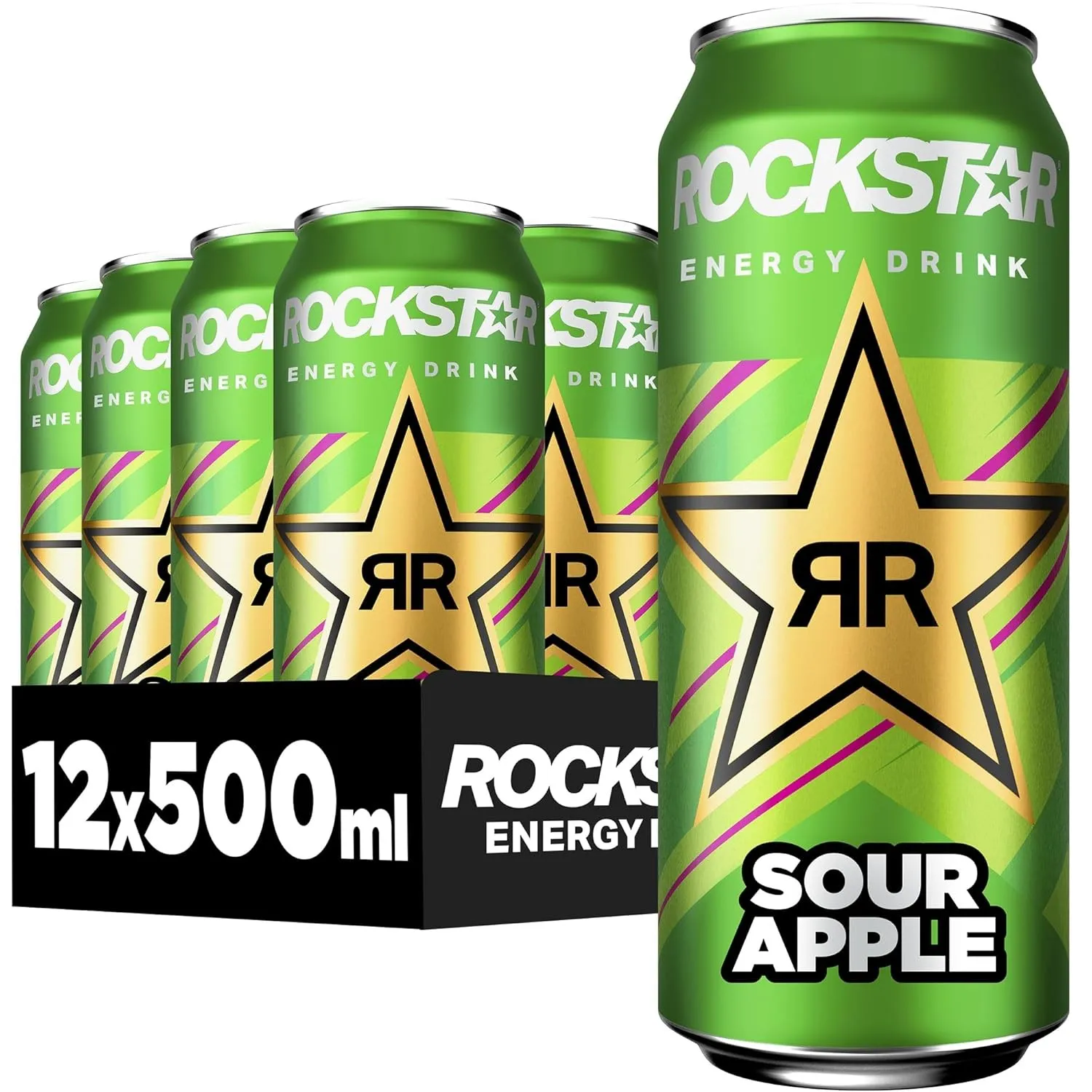 Rockstar Energy Drink Sour Apple Geschmack - Saures, koffeinhaltiges Erfrischungsgetränk für den Energie Kick, EINWEG (…