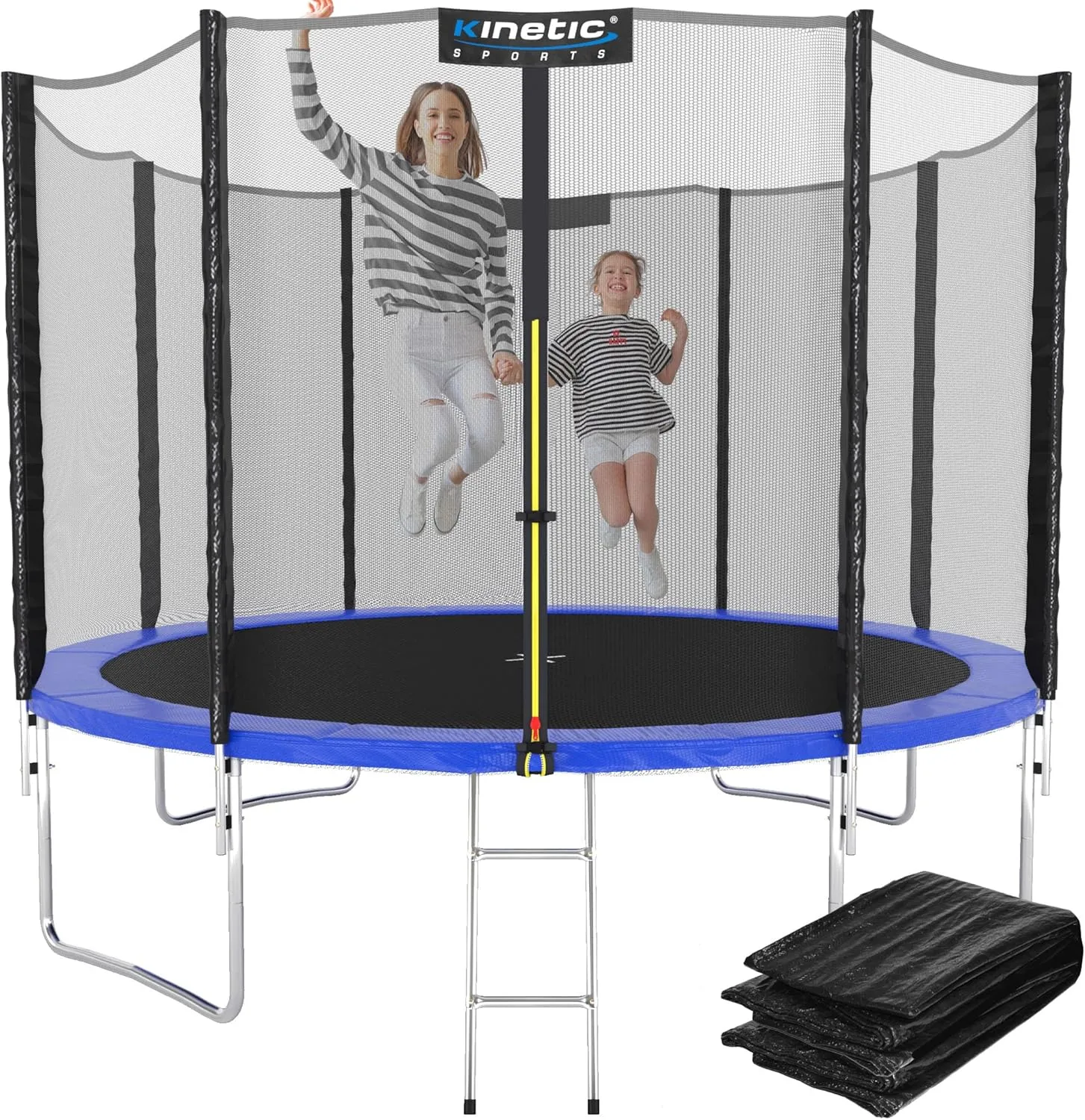 KINETIC SPORTS Trampolin Outdoor 'Salto Plus' Ø 183/244/305/366/400/430/490 cm - Komplett-Set für Kinder, USA Sprungtuc…