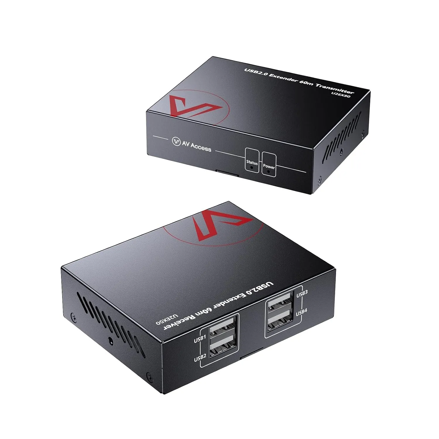 AV Access USB Extender，USB Over Ethernet Rj45 über Cat5e/6/6a/7 Bis zu 60m, 4 Port USB2.0 für Tastatur/Maus/Gamepad, Tw…