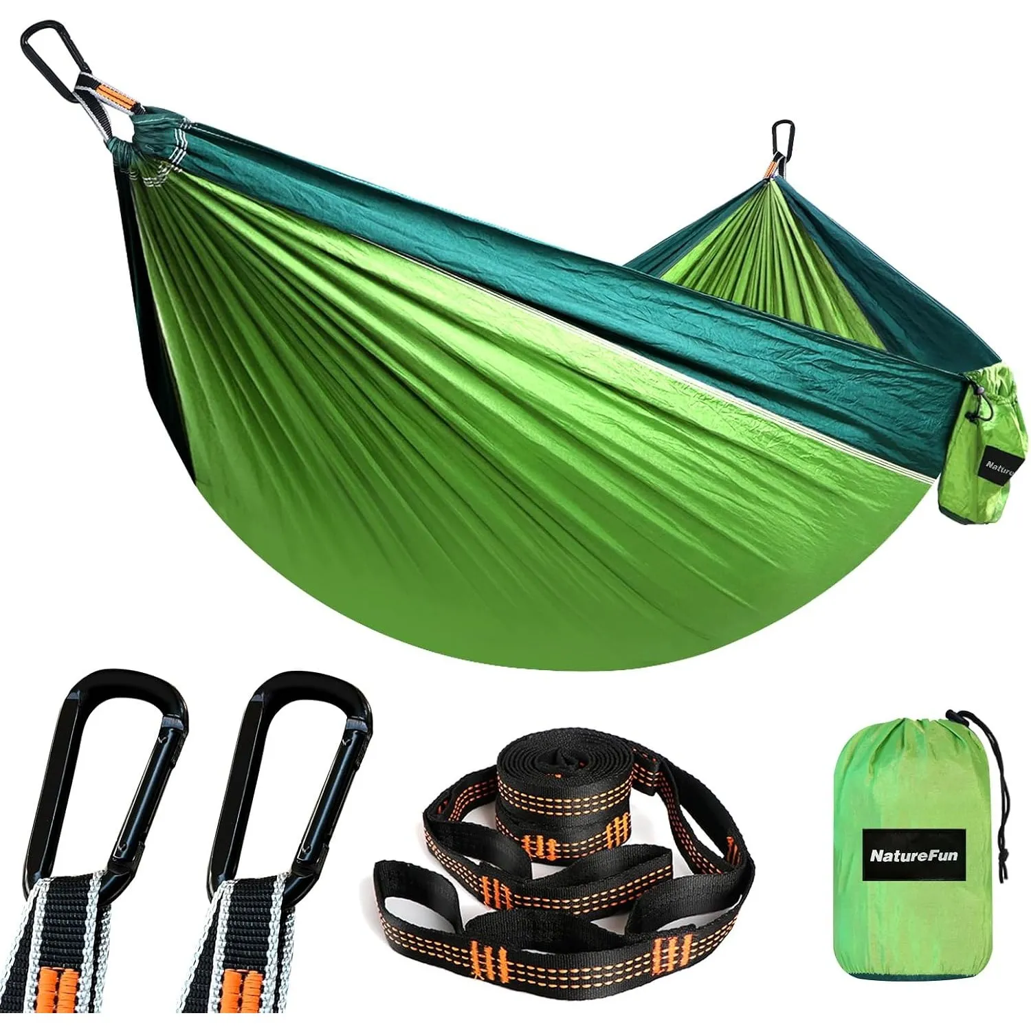 NATUREFUN Ultraleichte Reise Camping Hängematte | 300kg Tragkraft (275 x 140 cm) Atmungsaktiv, Schnelltrocknendes Falls…
