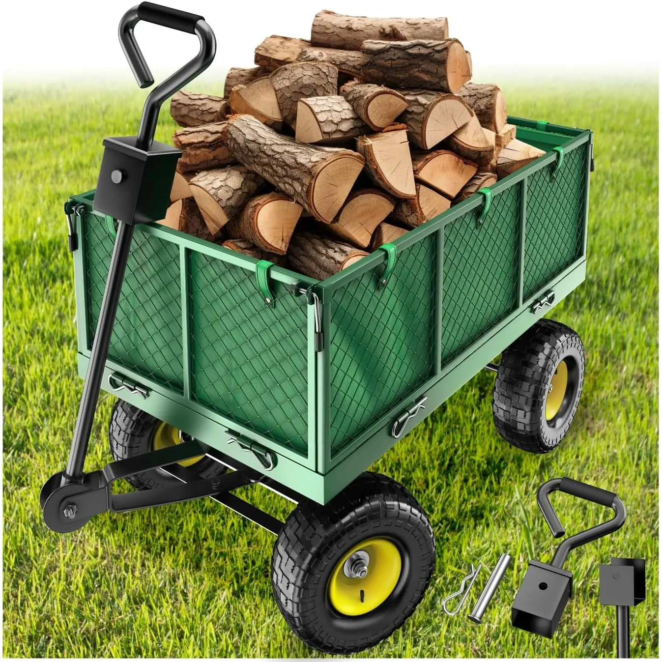 tectake® Bollerwagen mit Seitenwand klappbar, belastbar bis 550 kg Transportkarre Handwagen Transportwagen Gerätewagen,…