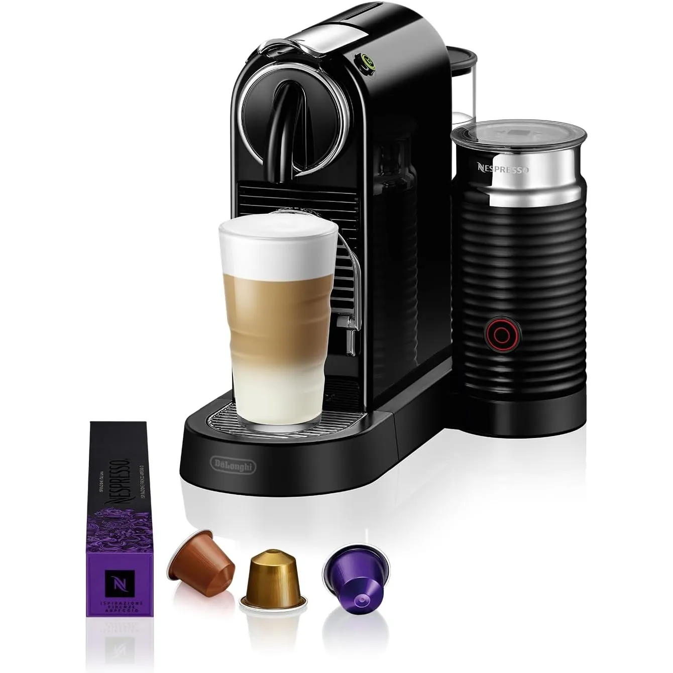De'Longhi Nespresso Citiz EN267.WAE Kaffeemaschine mit Milchaufschäumer, Energiesparfunktion, Schwarz