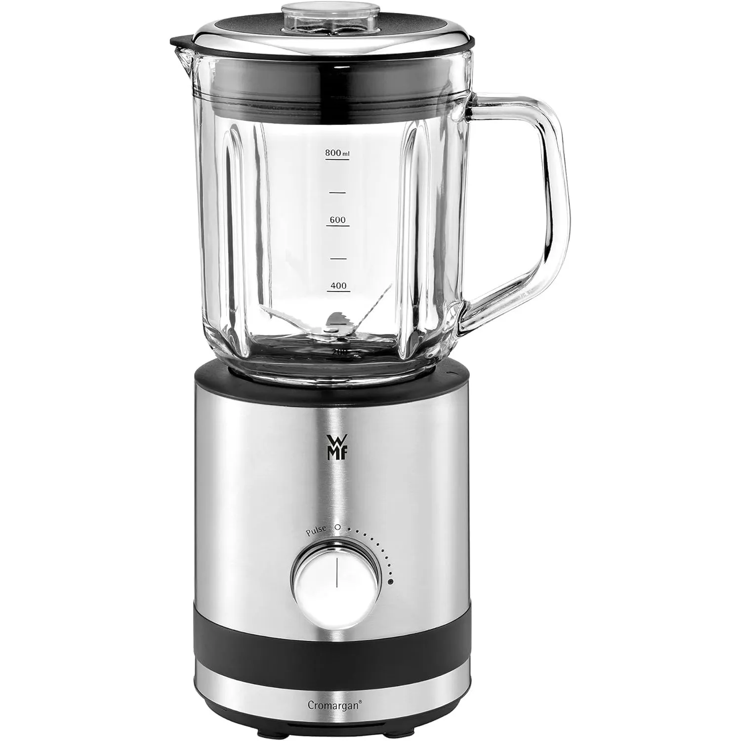 WMF Küchenminis Kompaktmixer, Mini Standmixer, 400 Watt, Standmixer klein, Glasbehälter 0,8 l, Pulsstufe, cromargan matt