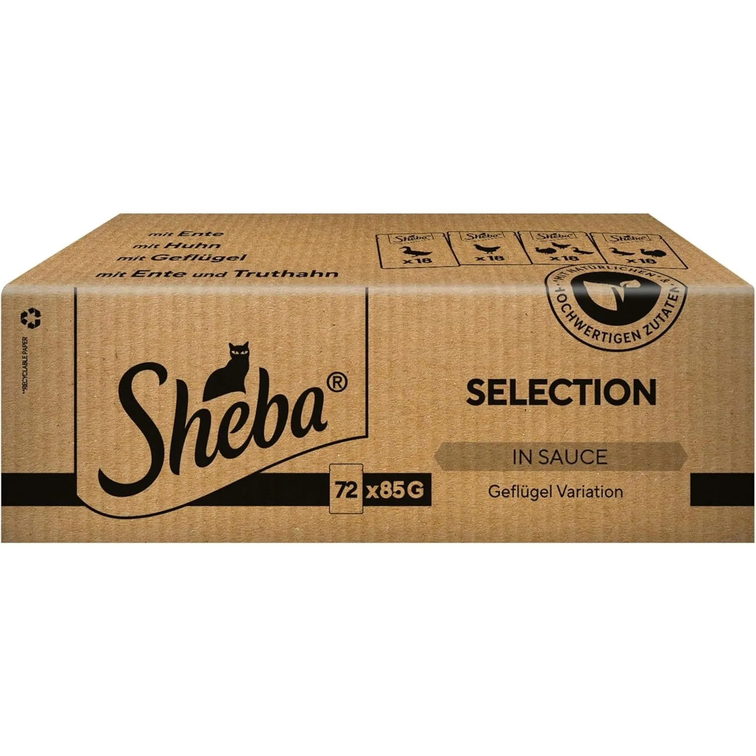 Sheba Selection in Sauce Katzenfutter Geflügelauswahl, 72 Beutel (72 x 85 g)