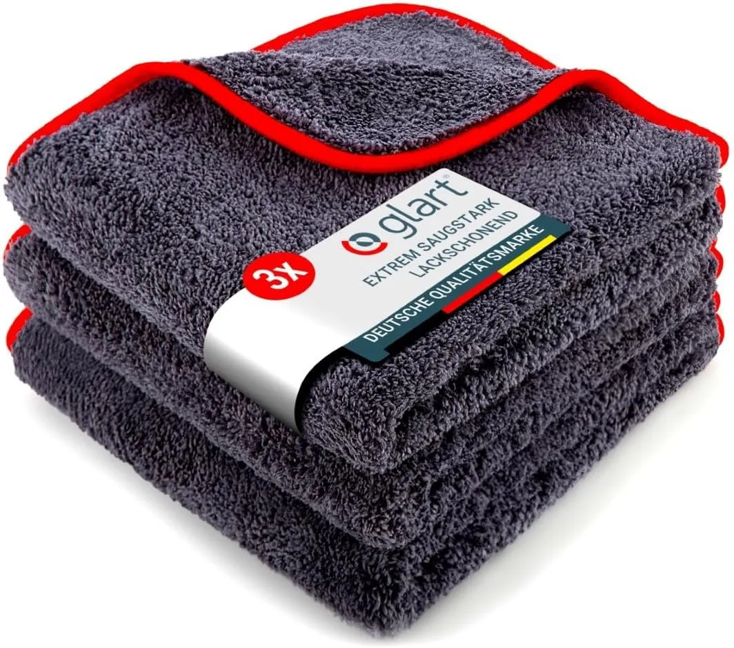 Glart 443TP Mikrofasertücher 3er Set – 600 GSM – 40x40 cm – Flauschige Auto Poliertücher für Trocknung & Pflege – Ultra…