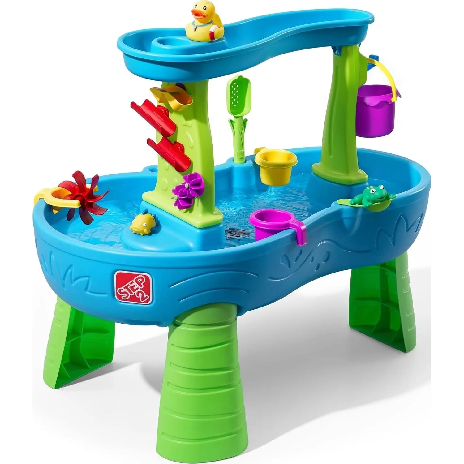 Step2 Rain Showers Wasserspieltisch | Großer Wassertisch mit 13-teiligem Zubehörset | Garten Wasser Spieltisch für Kind…