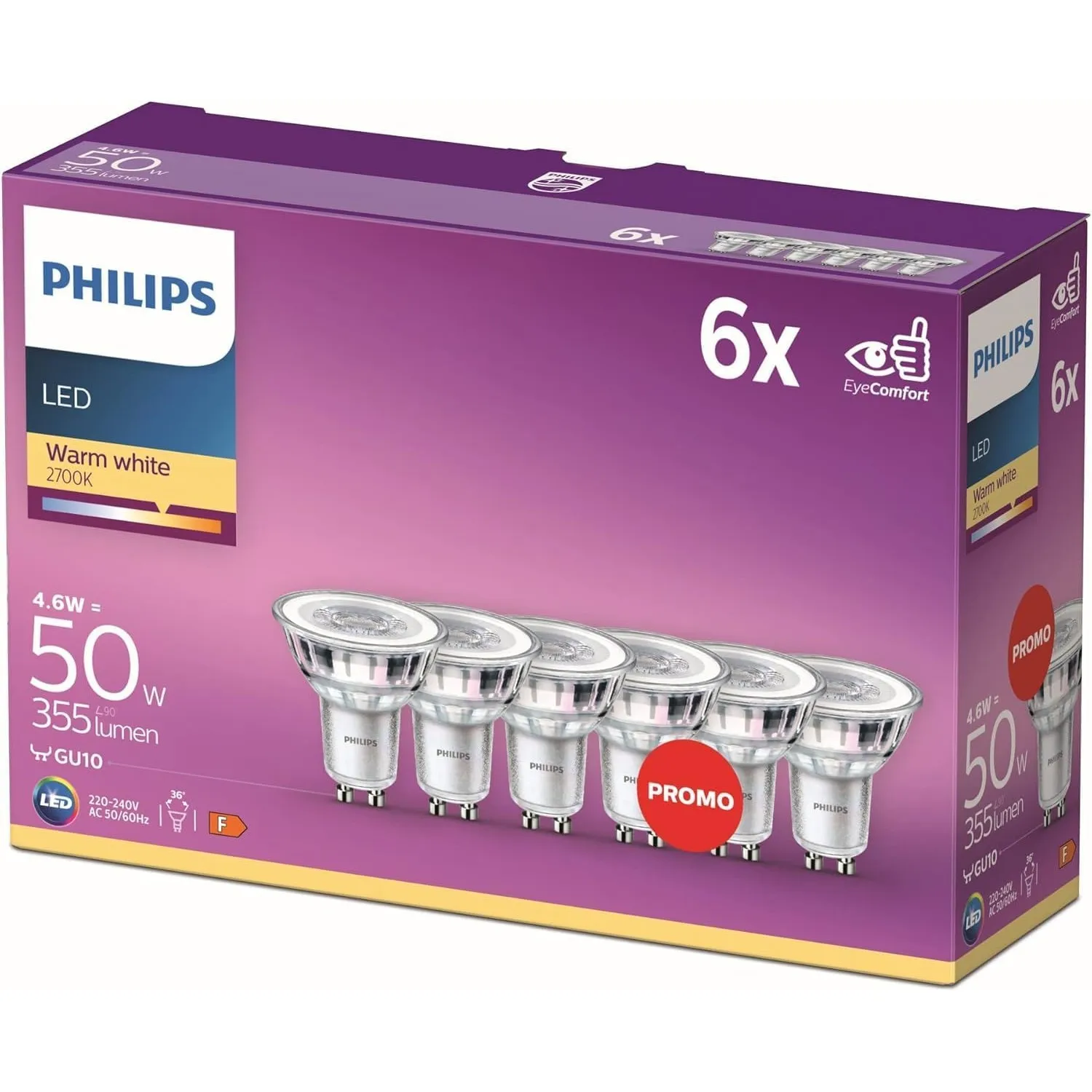 PHILIPS LED Classic GU10 Lampe, 6er Pack