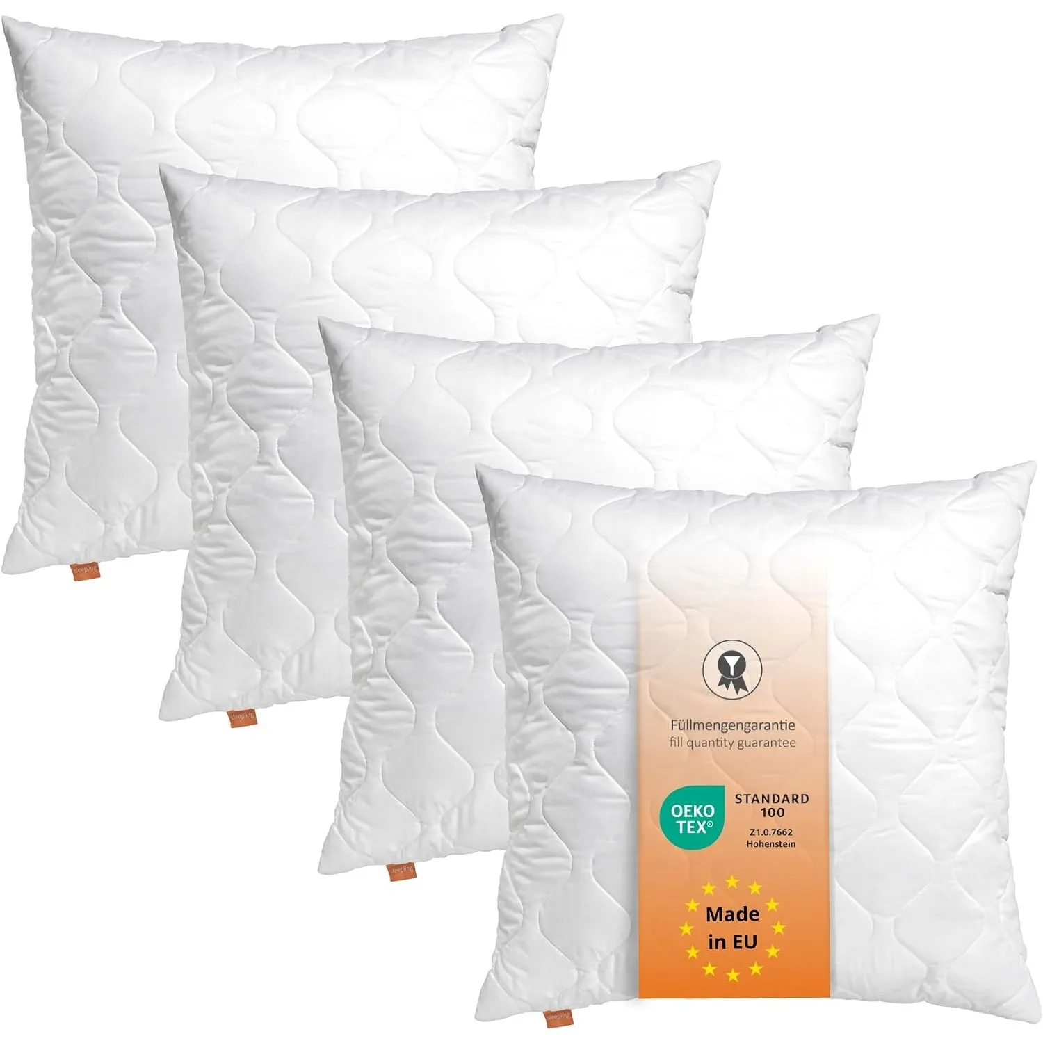 sleepling 4er Set Kissen 40x40 cm, Sofakissen, Kissenfüllung, Basic 100