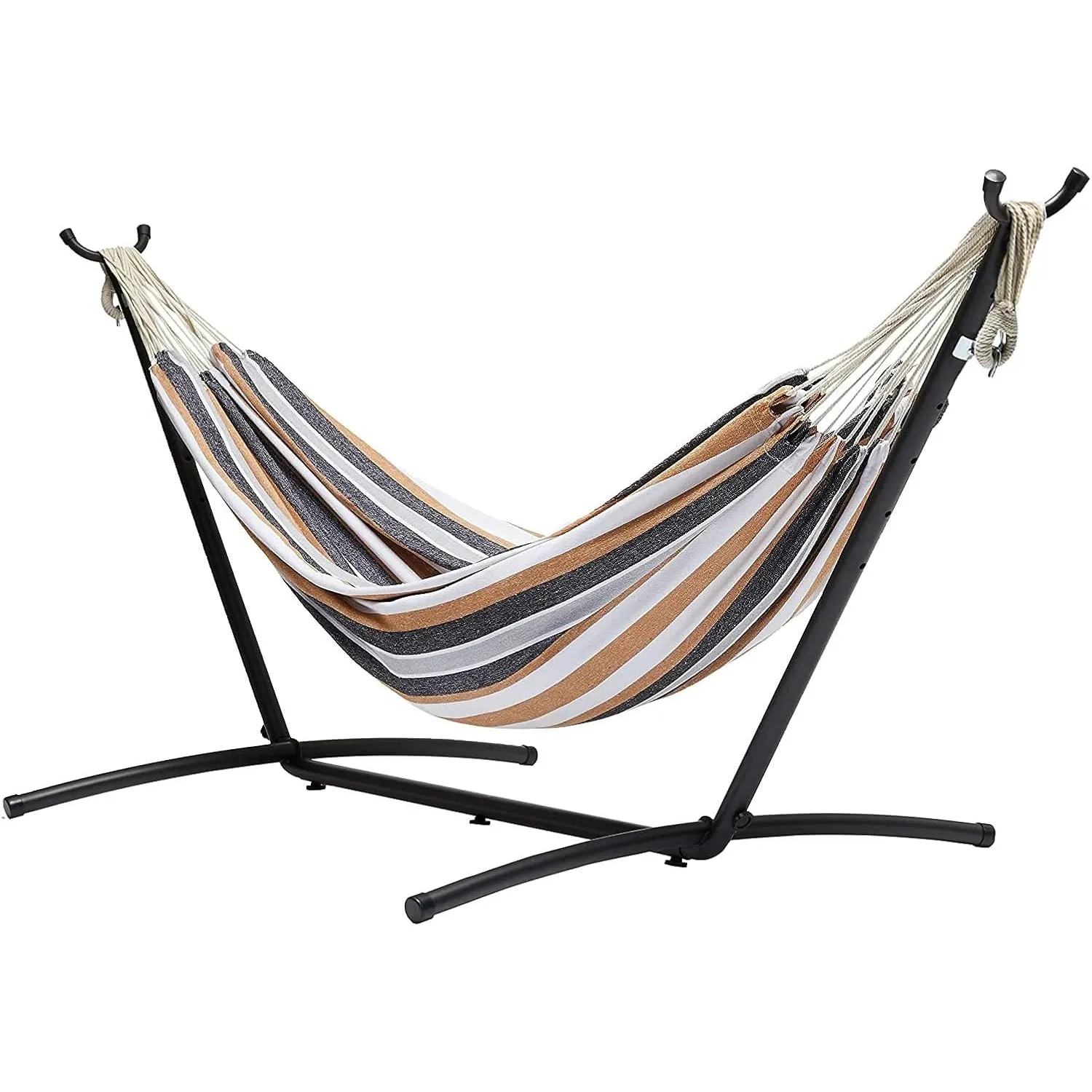 Amazon Basics Hängematte mit Gestell, Stoff, One Size, 117 cm x 300 cm x 100 cm, Mehrfarbig