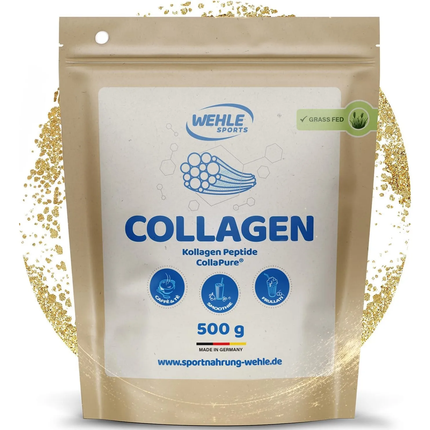 Wehle Collagen Pulver – 500g Peptide Typ 1, 2 & 3, Kollagen Hydrolysat