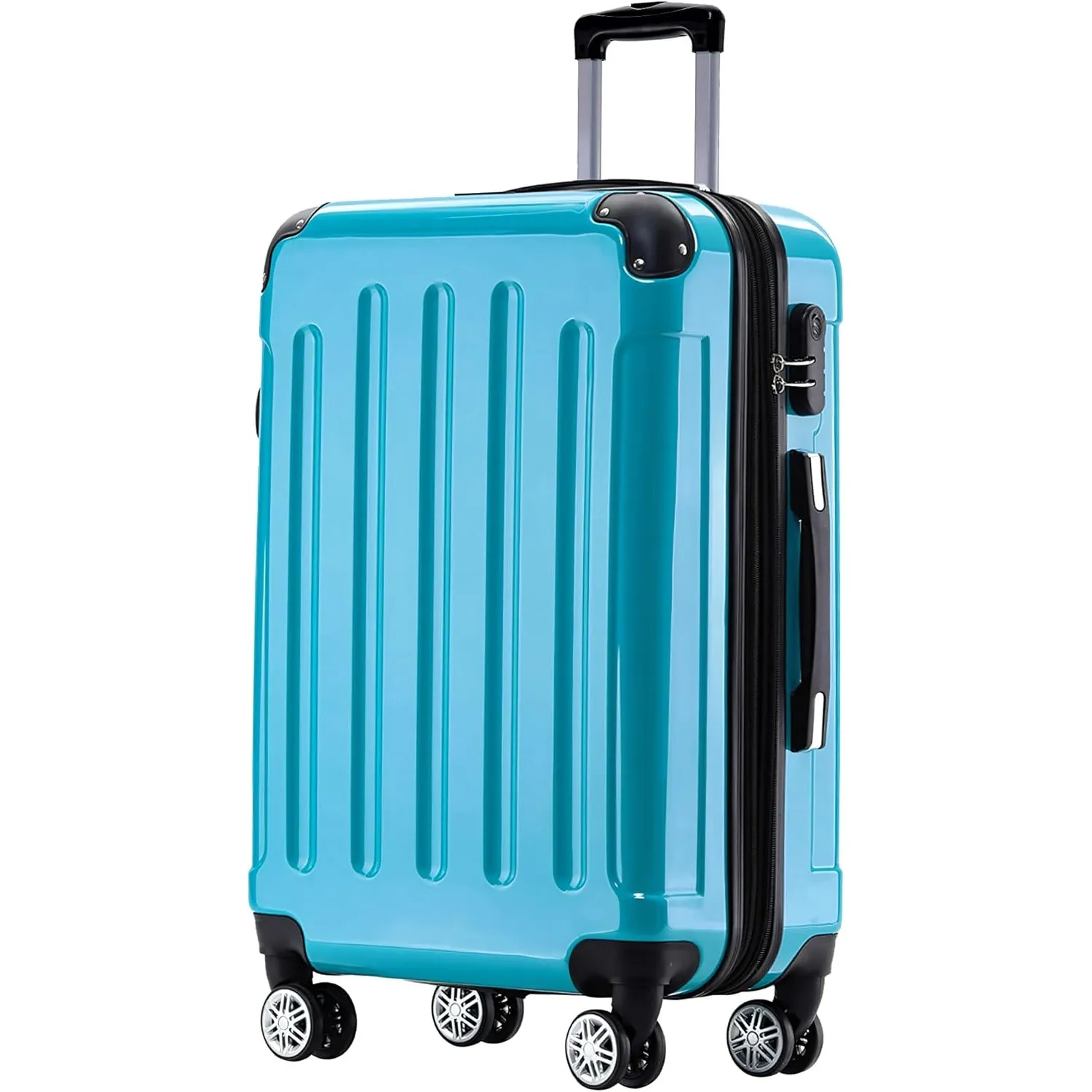 BEIBYE Zwillingsrollen 2048 Hartschale Trolley Koffer Reisekoffer Taschen Gepäck in M-L-XL-Set (Türkis, L)