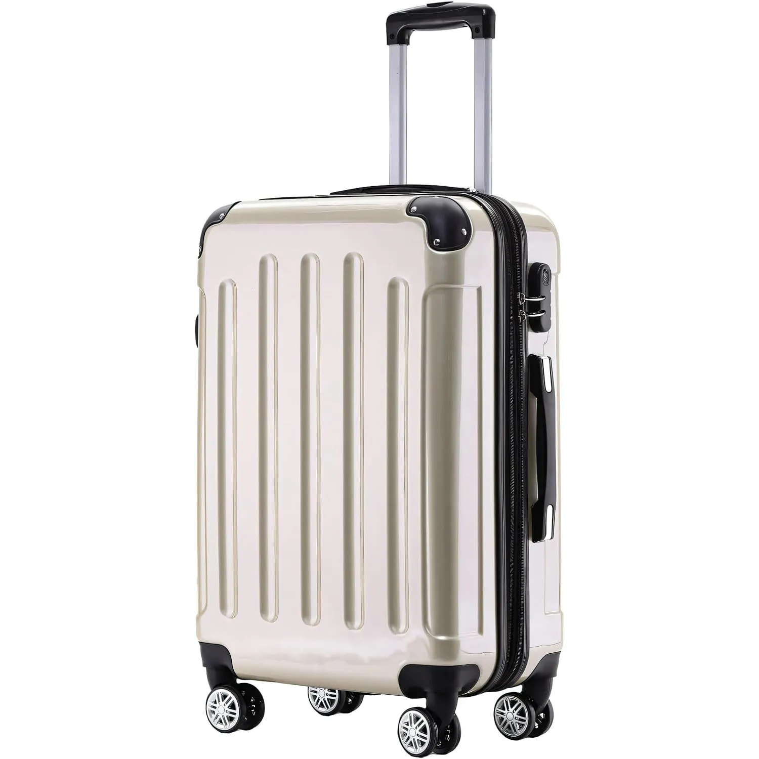 BEIBYE Zwillingsrollen 2048 Hartschale Trolley Koffer Reisekoffer Taschen Gepäck in M-L-XL-Set (Champagner, M)