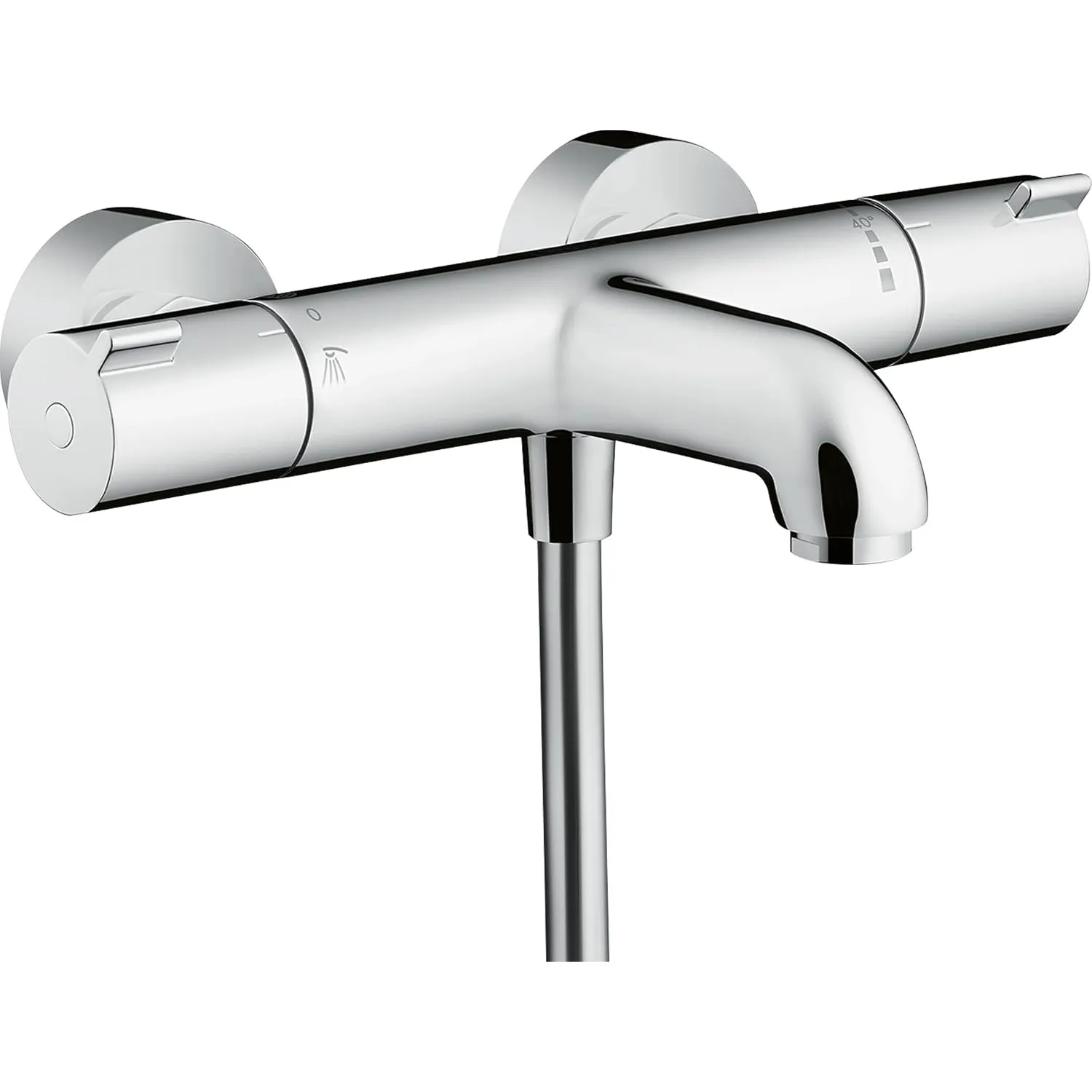 hansgrohe Ecostat - Wannenthermostat Aufputz, Wannenarmatur mit Sicherheitssperre (SafetyStop) bei 40° C, rundes Thermo…