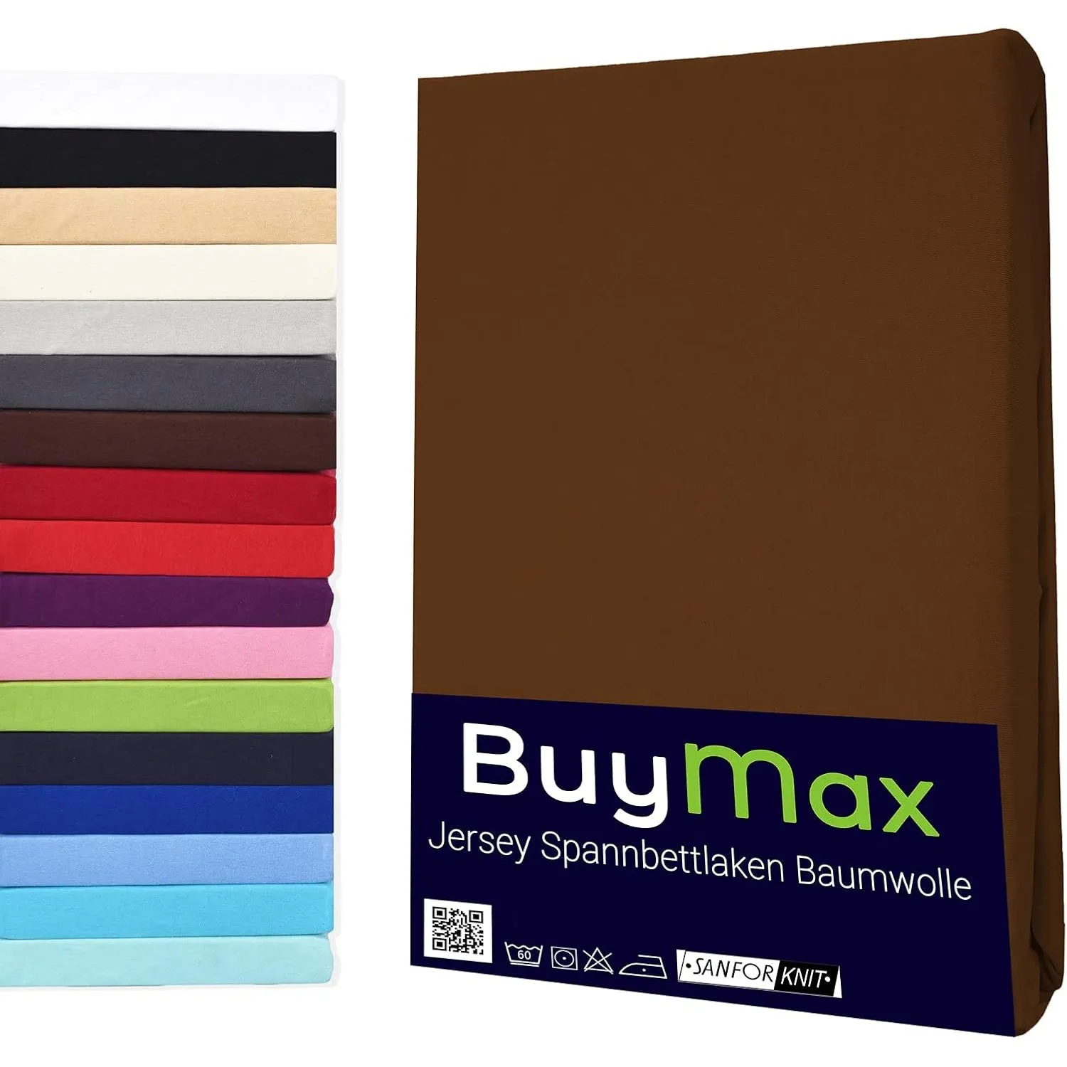 Buymax Spannbettlaken 100x200cm Baumwolle 100% Spannbetttuch Bettlaken Jersey, Matratzenhöhe bis 25 cm, Farbe Schokobra…