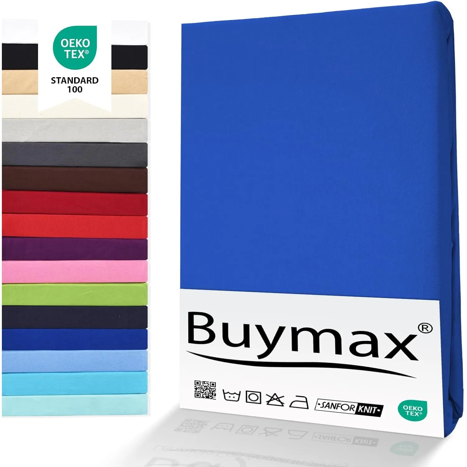 Buymax Spannbettlaken 160x200cm Baumwolle 100% Spannbetttuch Bettlaken Jersey, Matratzenhöhe bis 25 cm, Farbe Dunkelblau